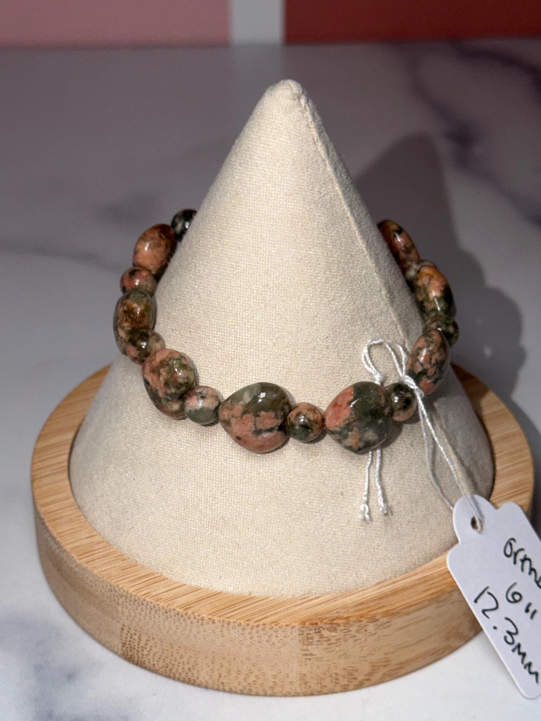 Orthoclase Heart Stretch Beaded Bracelet, Love Calm Emotional Balance Gemstone Jewelry 6