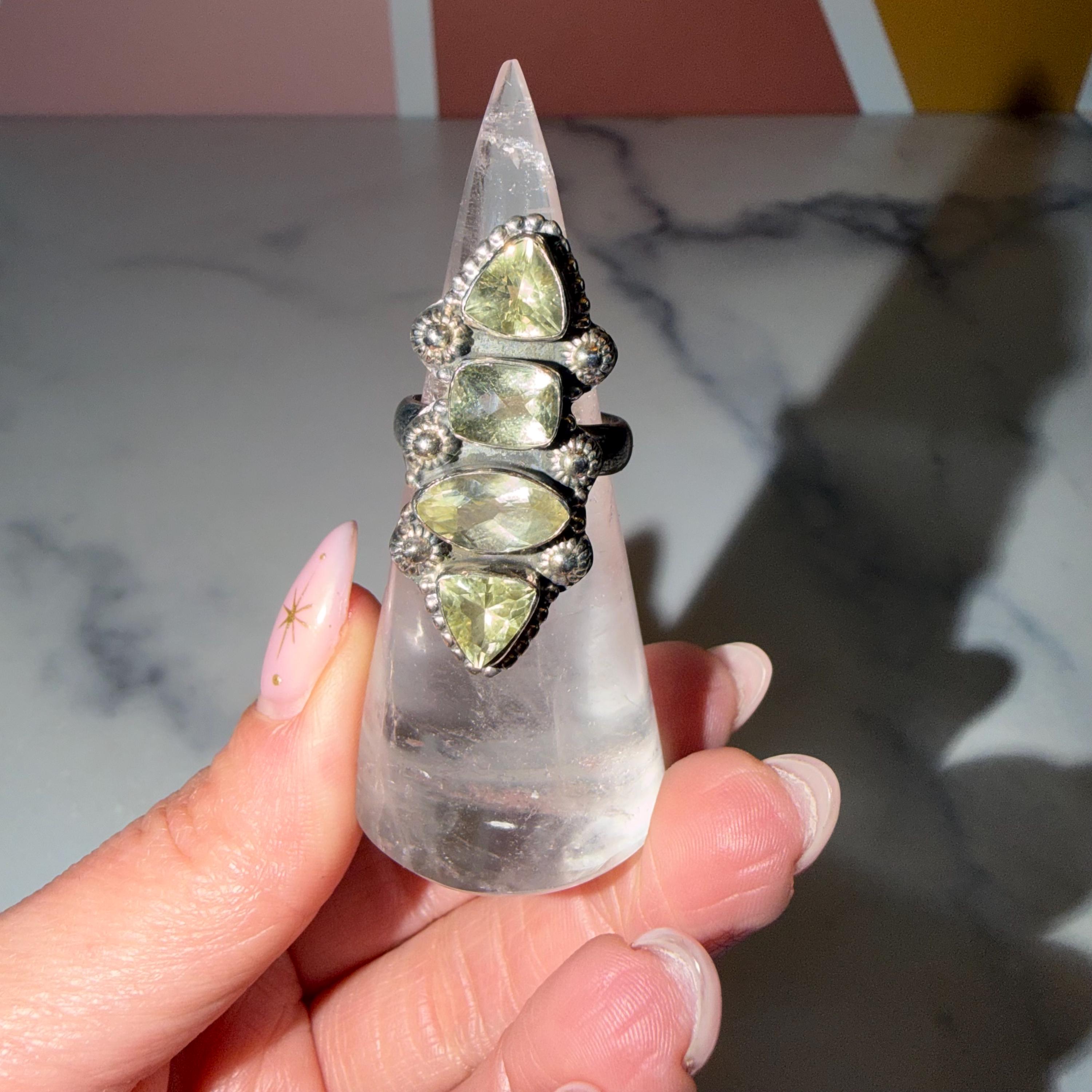 Citrine Multi-Stone Ring • 925 Sterling Silver • Size 7 • Yellow Gemstone Statement Ring • Boho Jewelry 2