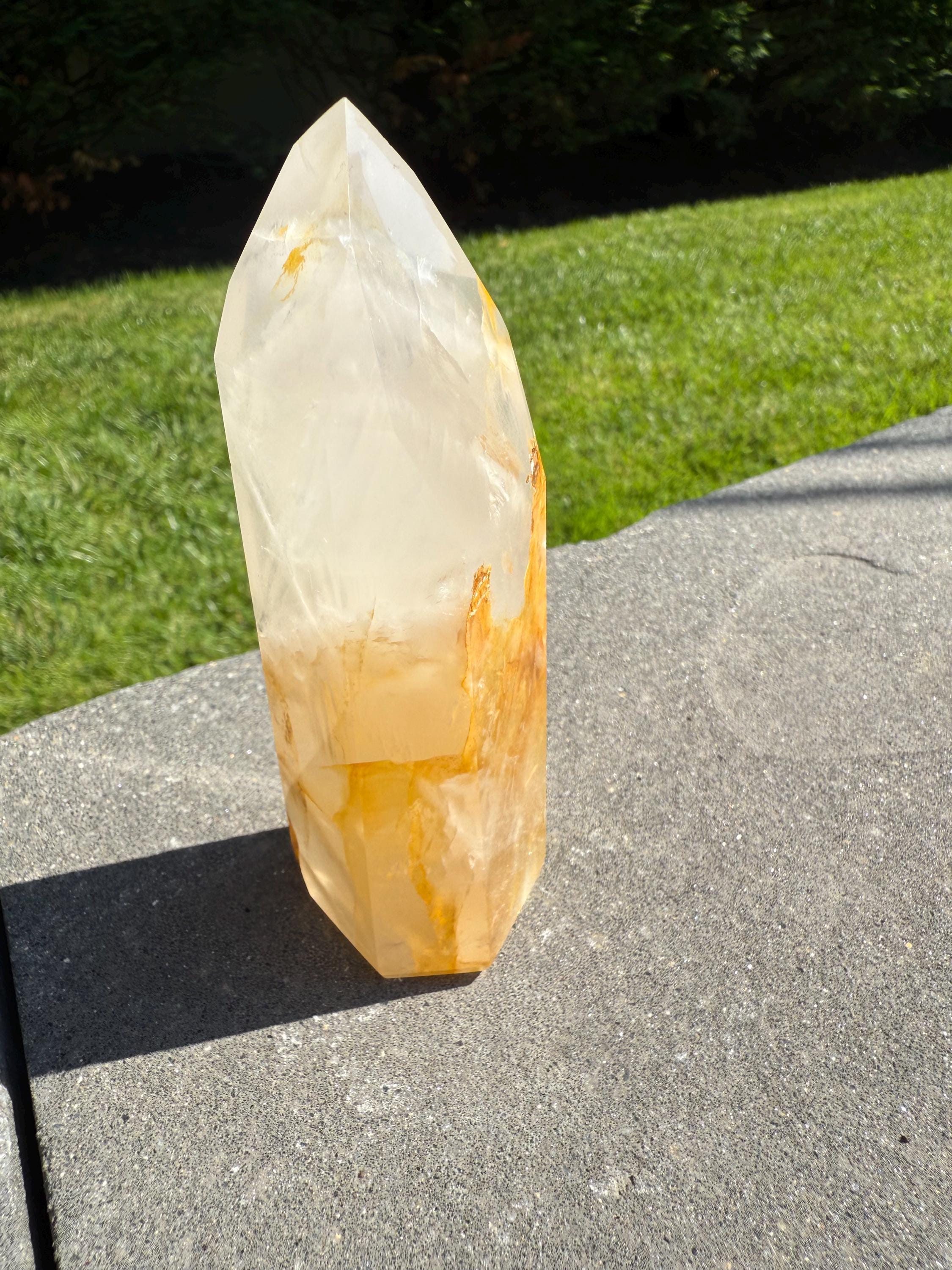 Golden Healer & Girasol Quartz Crystal Tower • Brazil • Polished Crystal Point • Healing Stone • Mineral Specimen 15