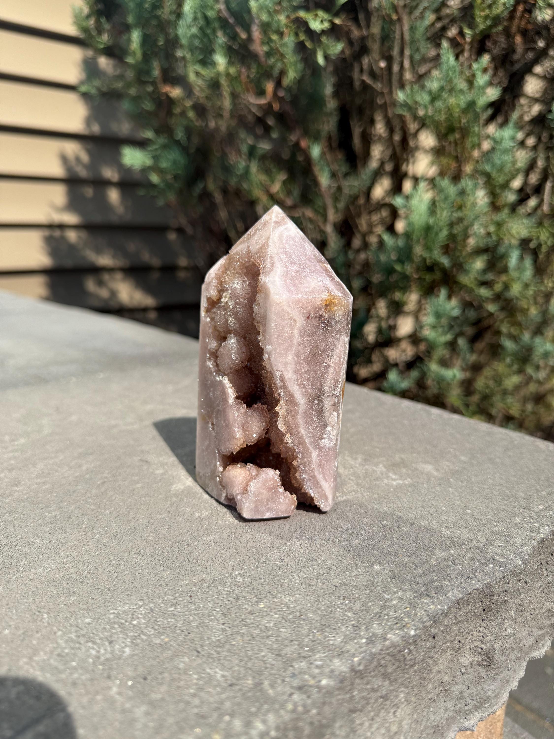 Pink Amethyst Druzy Tower • Heart Chakra Crystal • Spiritual Healing Decor (1lb, 4.6" H) 3