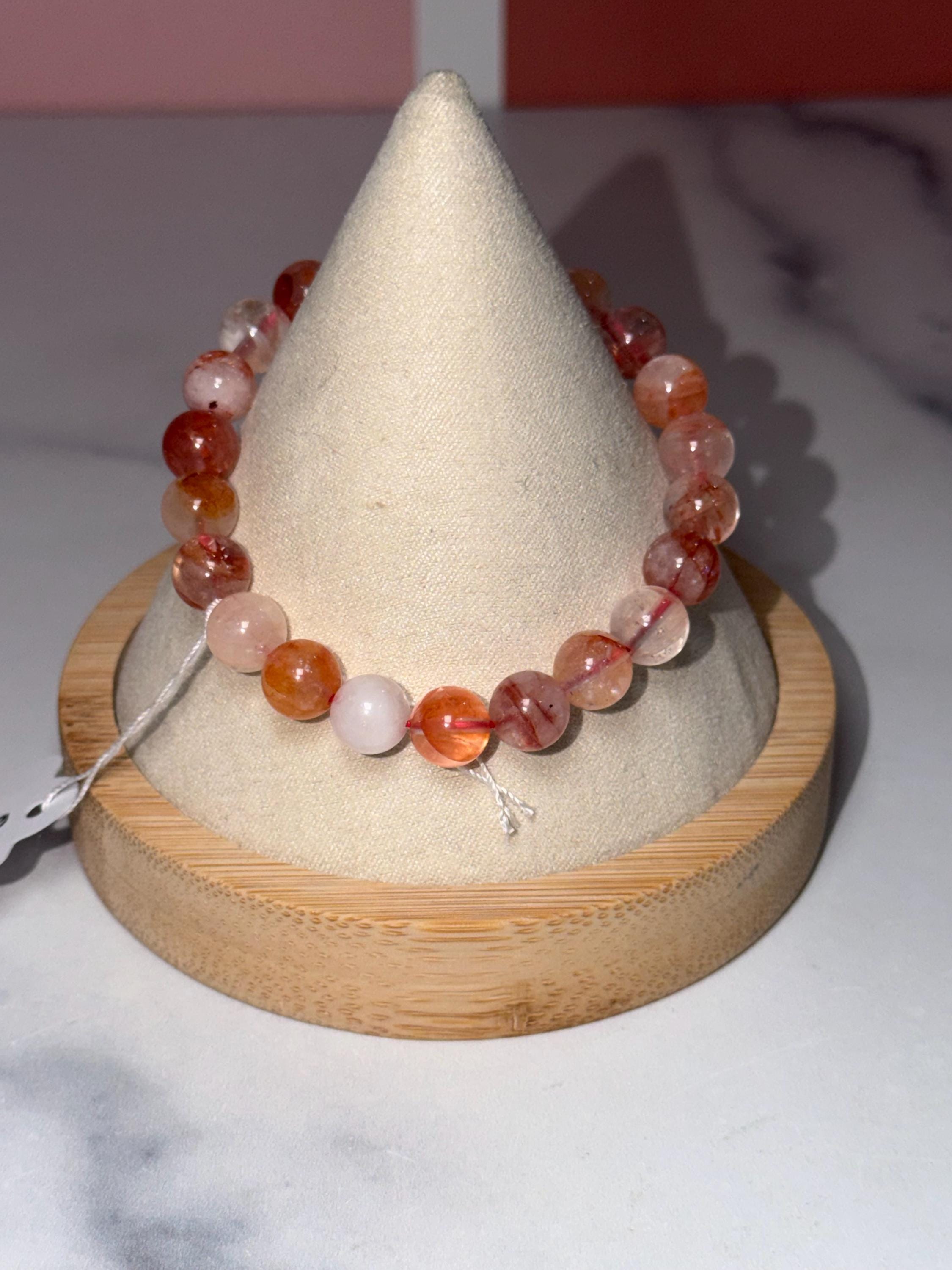 Fire Quartz Stretch Beaded Bracelet, Hematoid Quartz, Root Chakra Gemstone Jewelry, Energy Balance (8.5mm) 6