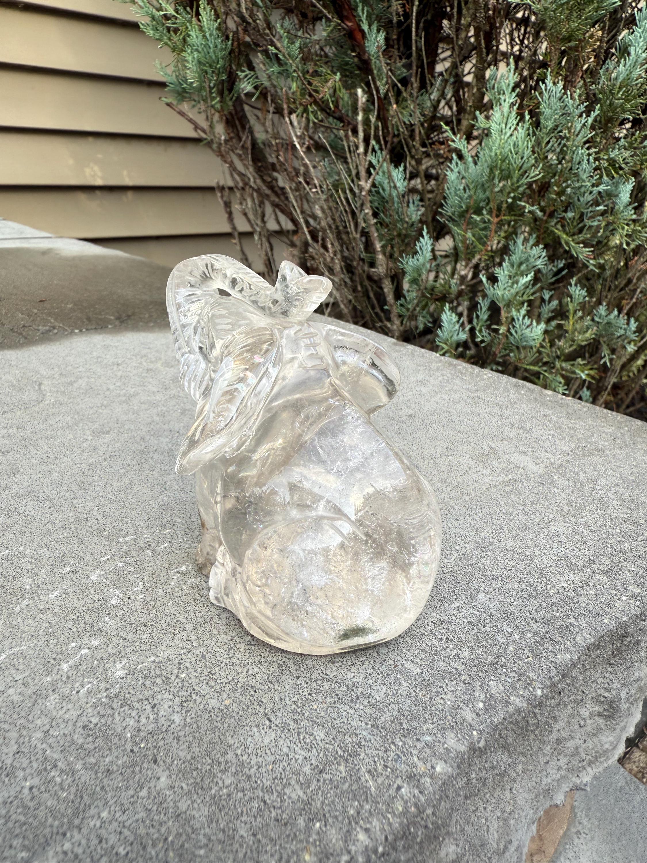 Garden Quartz Elephant Crystal Carving • Hand Carved Lodolite Animal Figurine 9