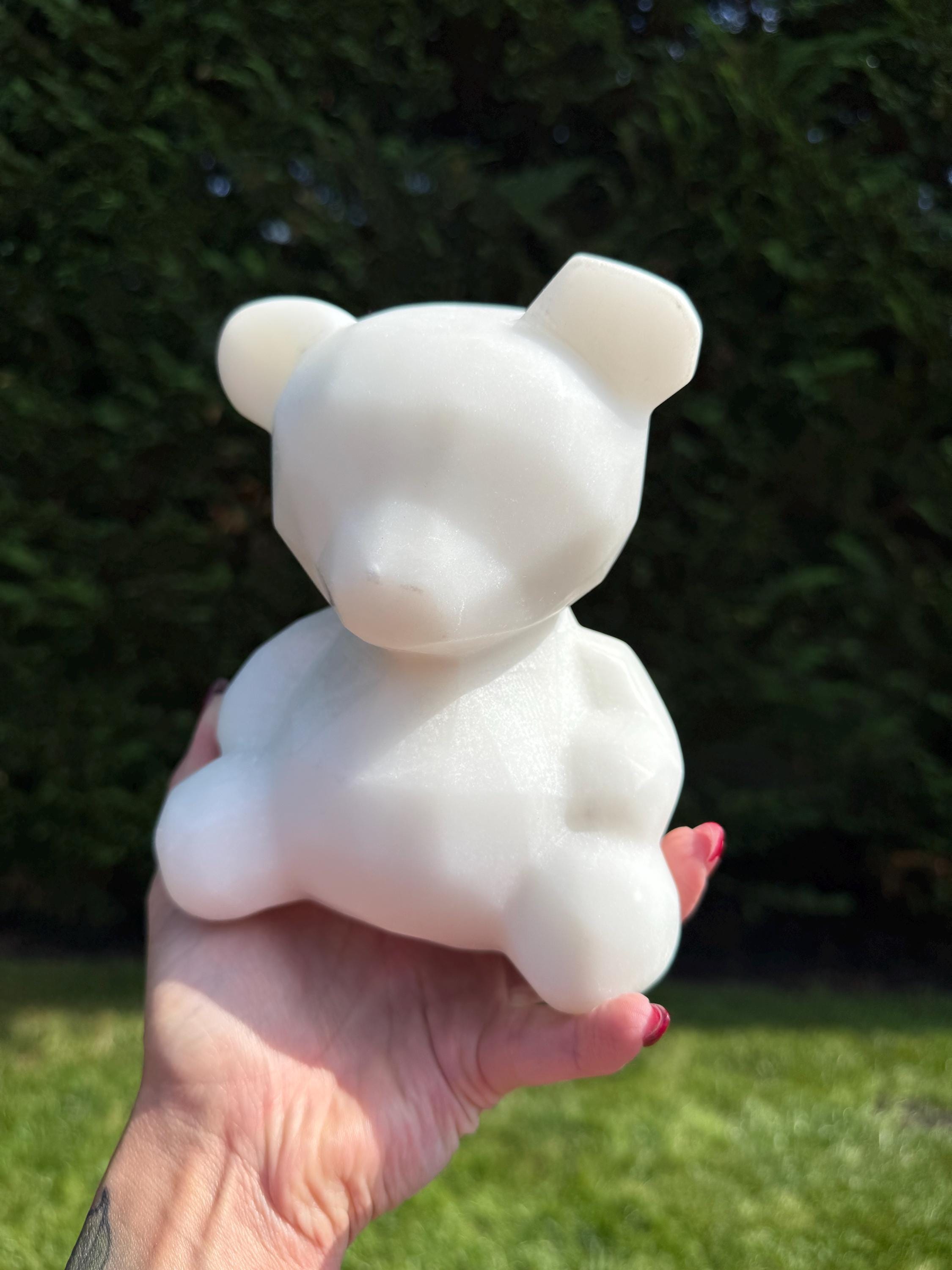 XL White Jade Bear Carving • Hand Carved Crystal Animal Sculpture • Spiritual Decor 10
