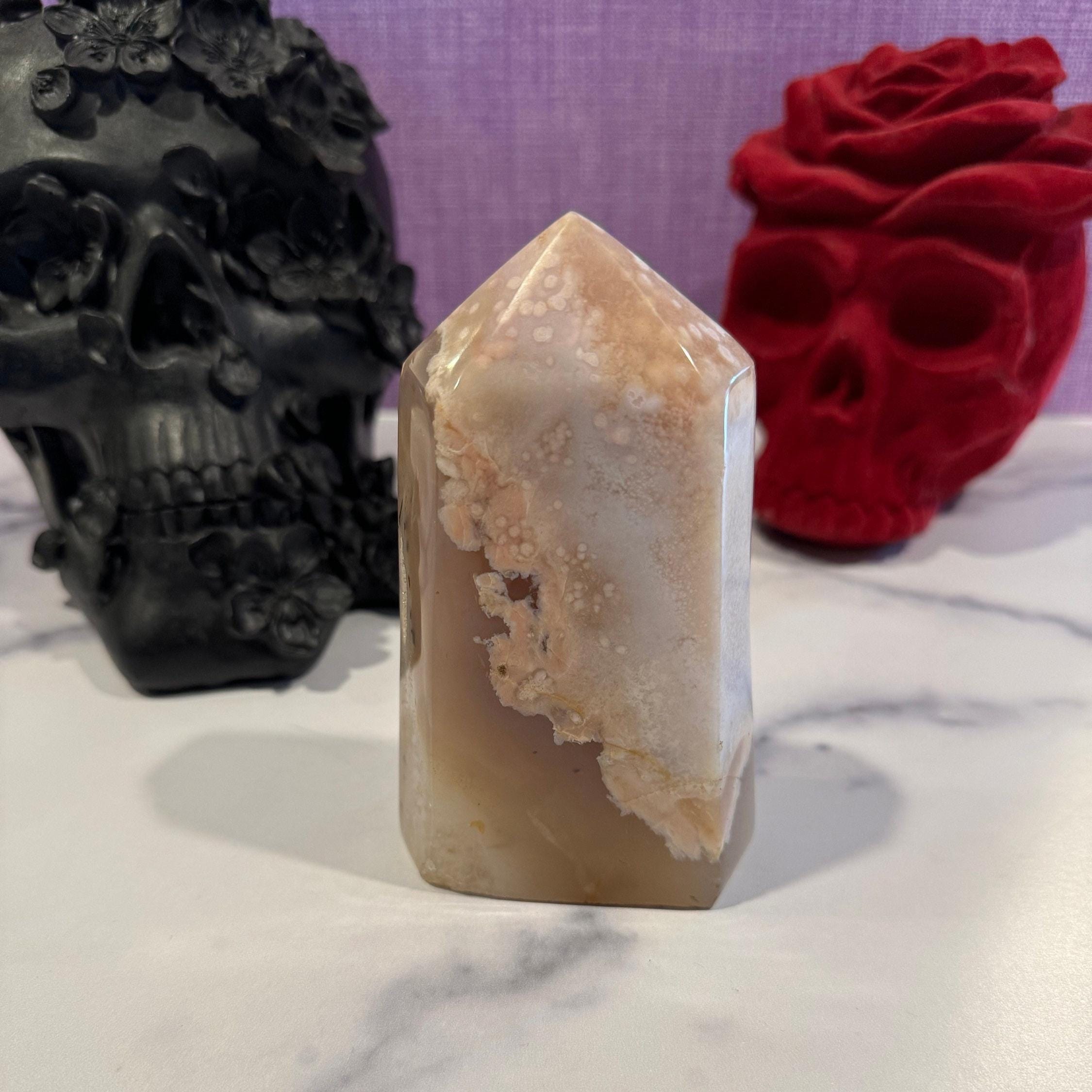XL Pink Amethyst Flower Agate Crystal Tower • Brazilian Druzy Point, Polished Mineral Specimen 2