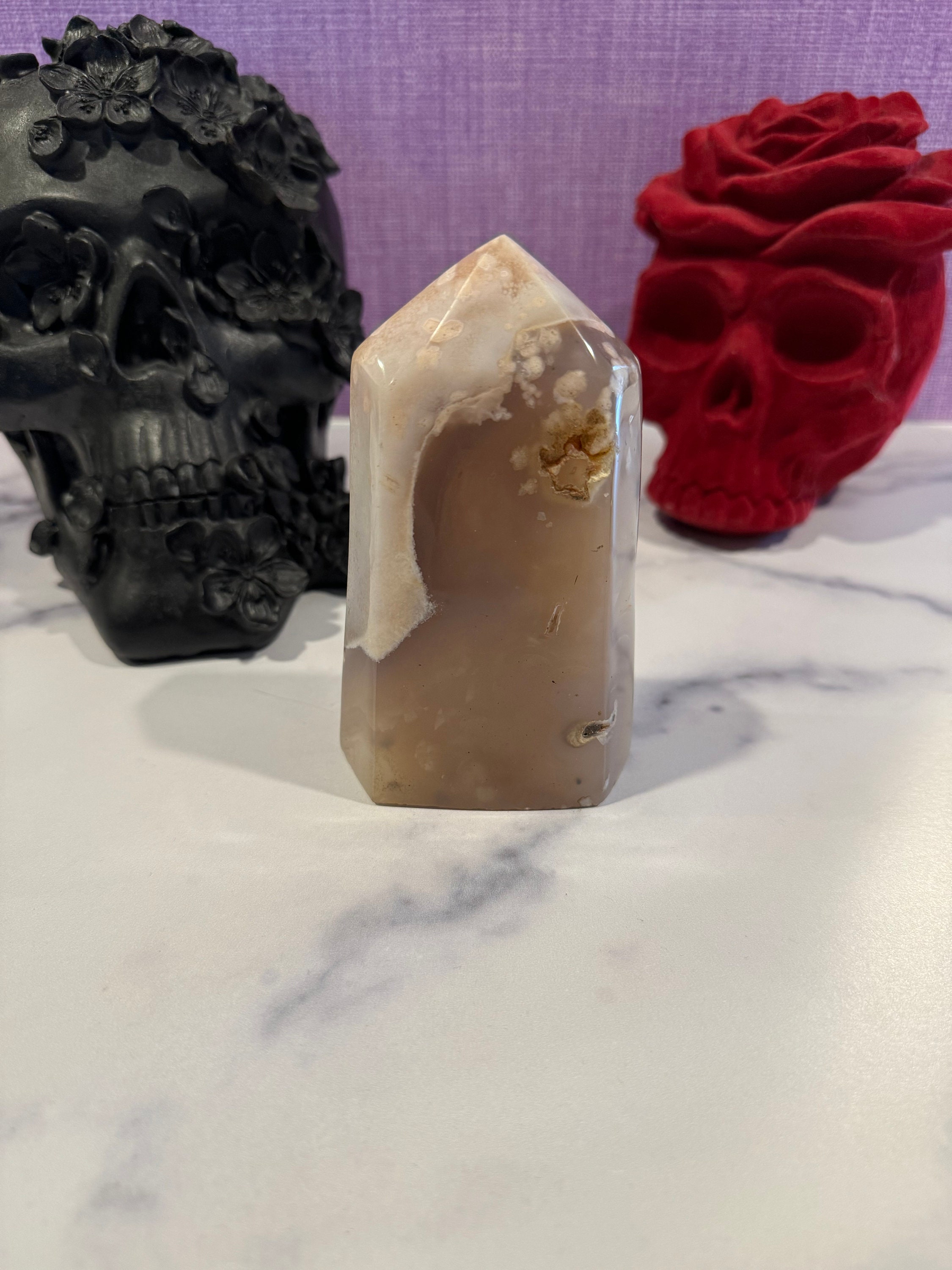 XL Pink Amethyst Flower Agate Crystal Tower • Brazilian Druzy Point, Polished Mineral Specimen