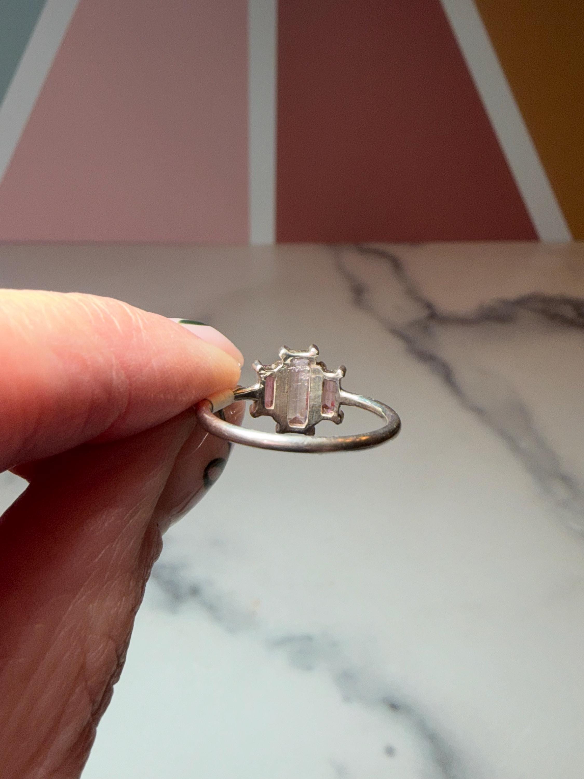 Faceted Pink Tourmaline Sterling Silver Ring • Dainty Boho Gemstone Jewelry (size 7) 5