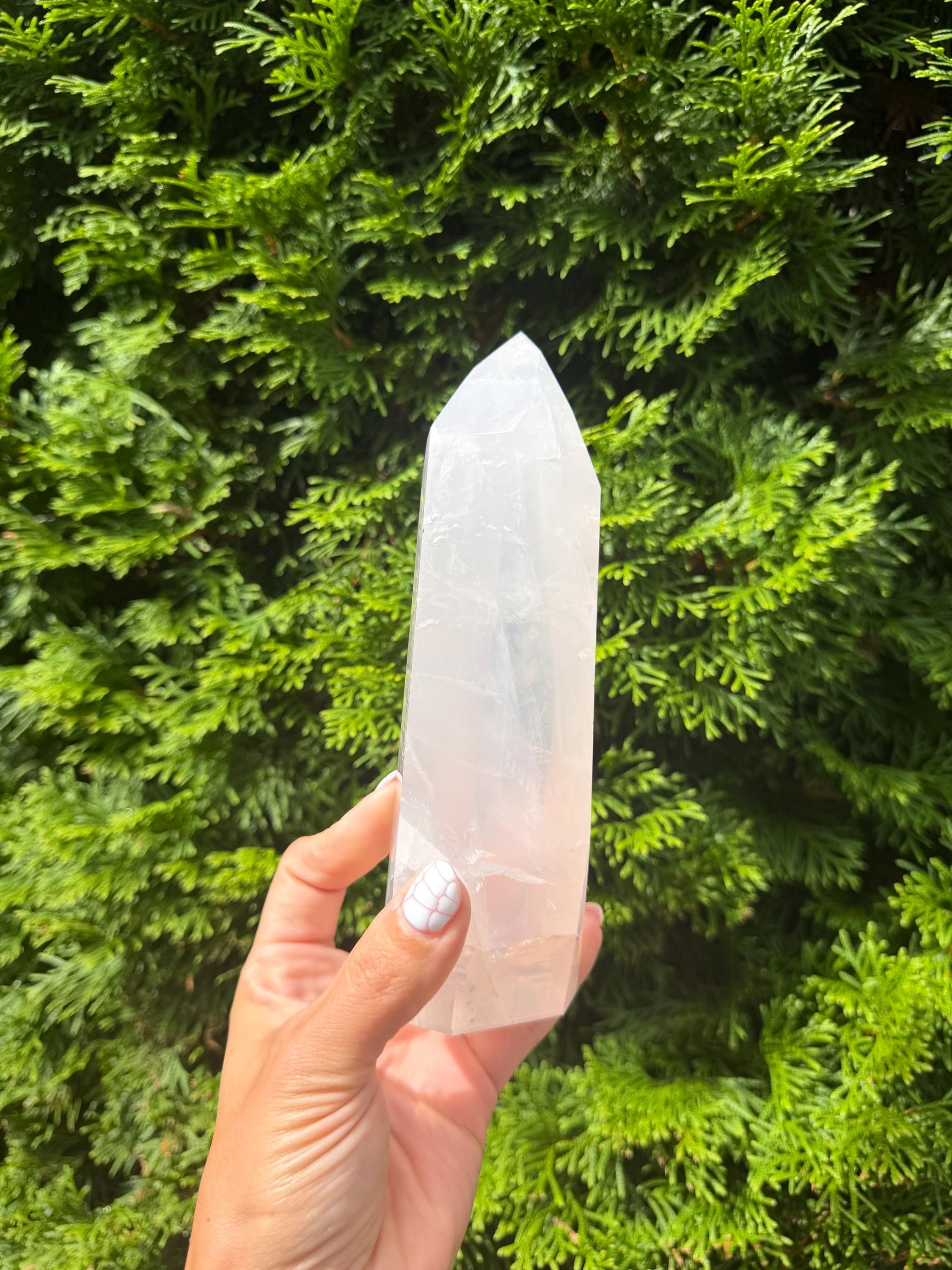 XL Girasol Quartz Crystal Tower • Milky Opalescent Glow • Polished Crystal Point 11