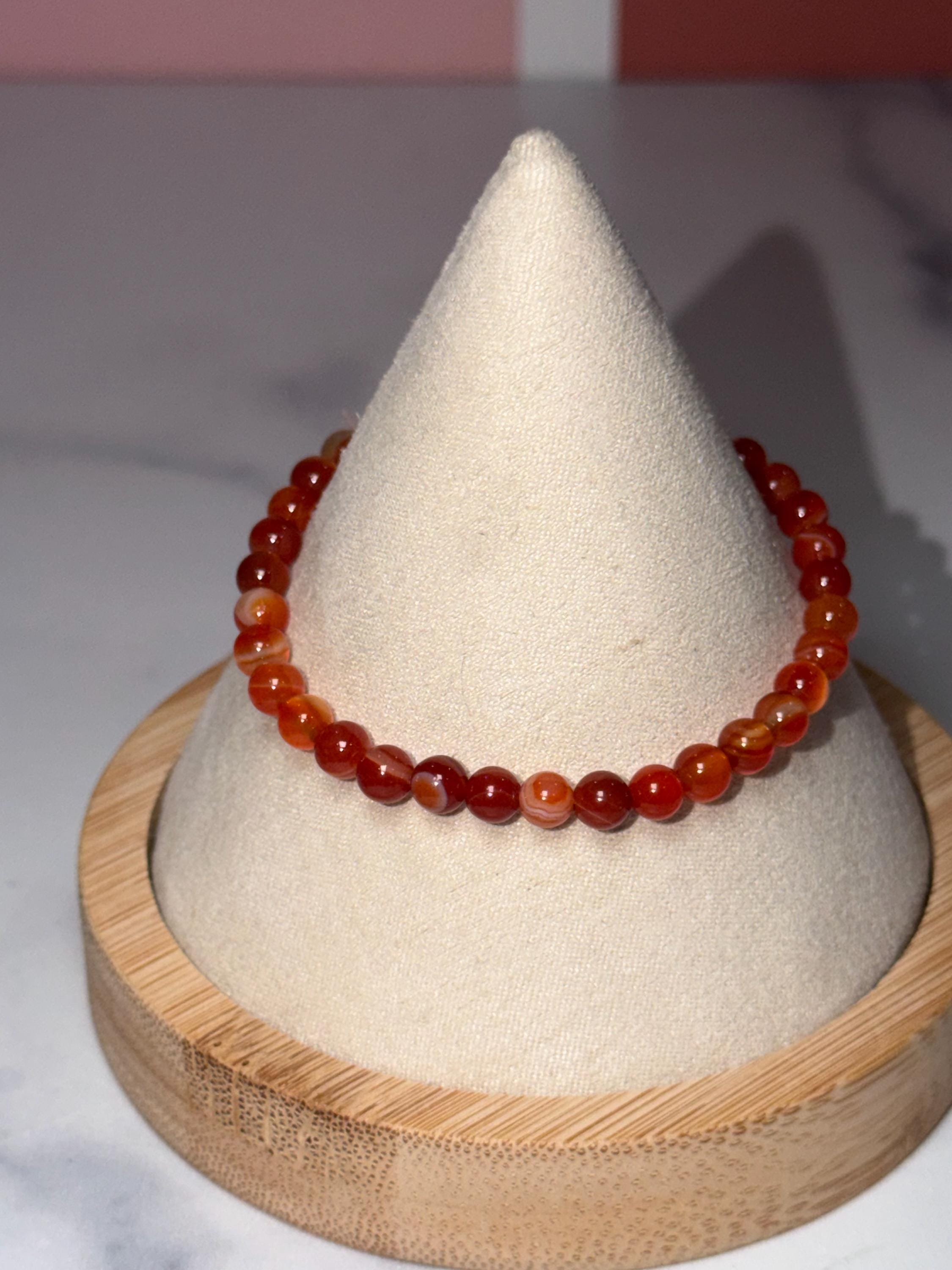 Carnelian 5mm Crystal Stretch Beaded Bracelet, Bold Energy, Everyday Wear Stretch Jewelry 5
