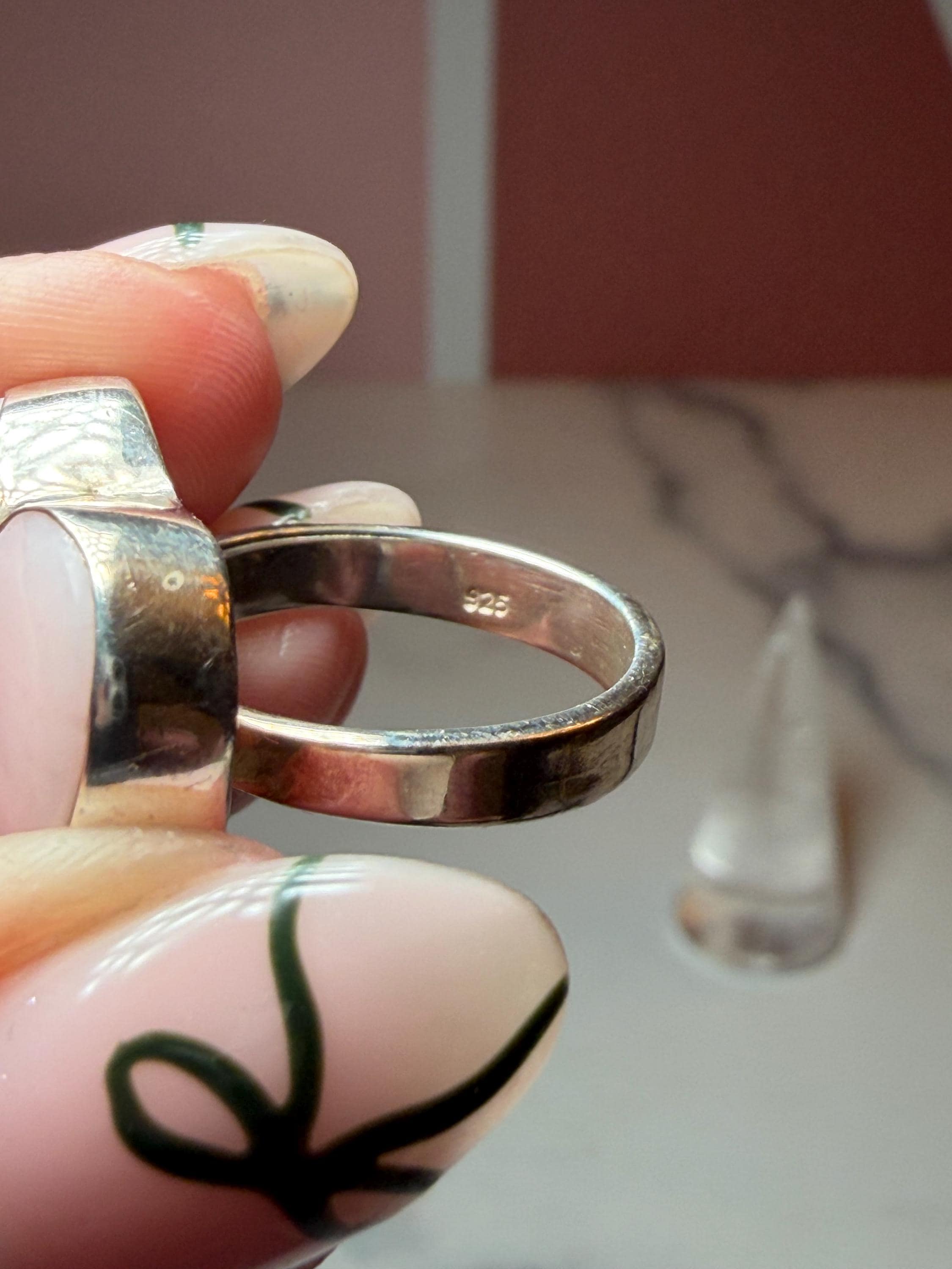 Pink Opal Heart Ring, Sterling Silver Adjustable Band, Romantic Gemstone Jewelry 4