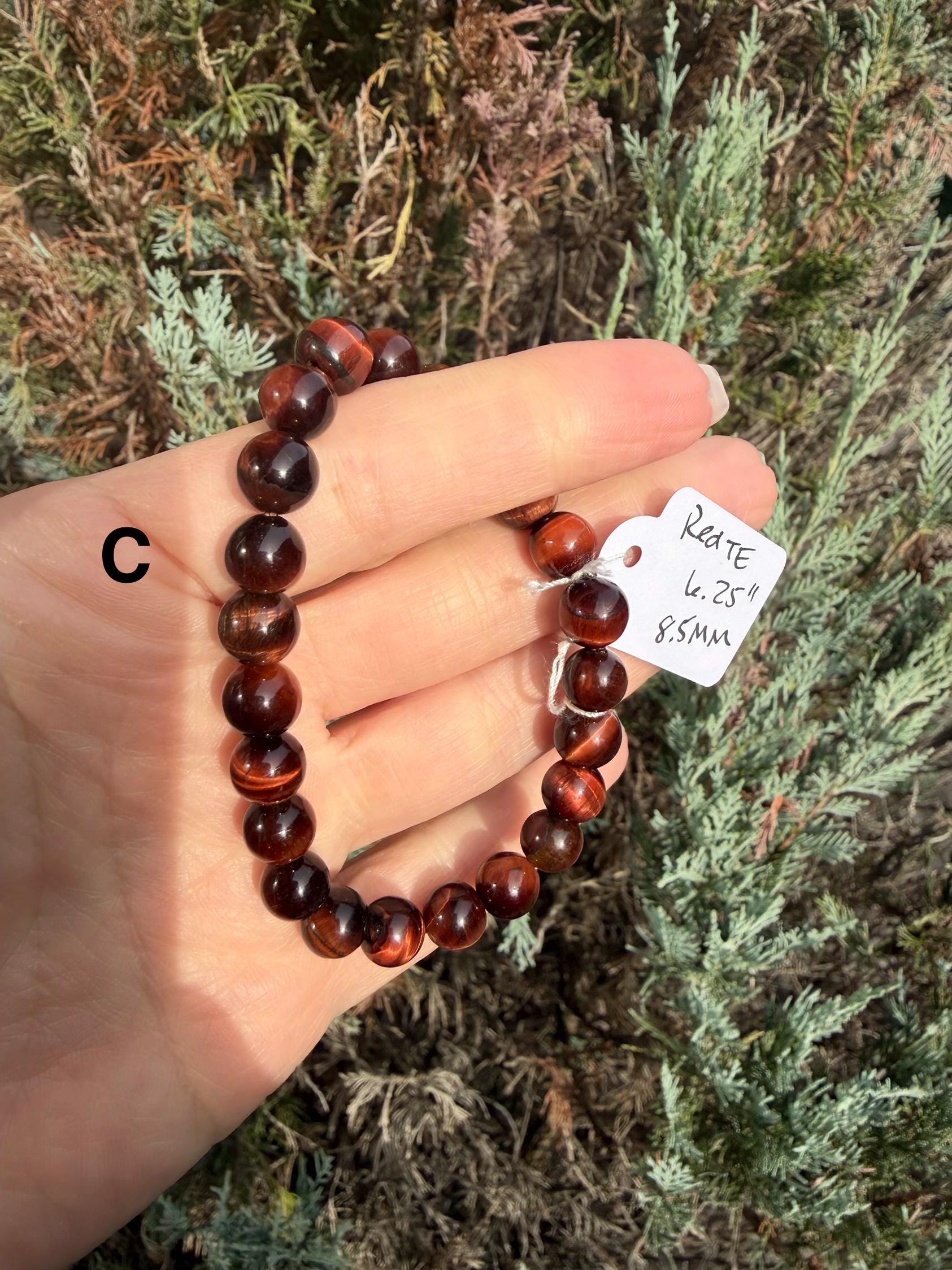 Tiger's Eye Beaded Bracelet • Natural Gemstone Protection Crystal Jewelry 11