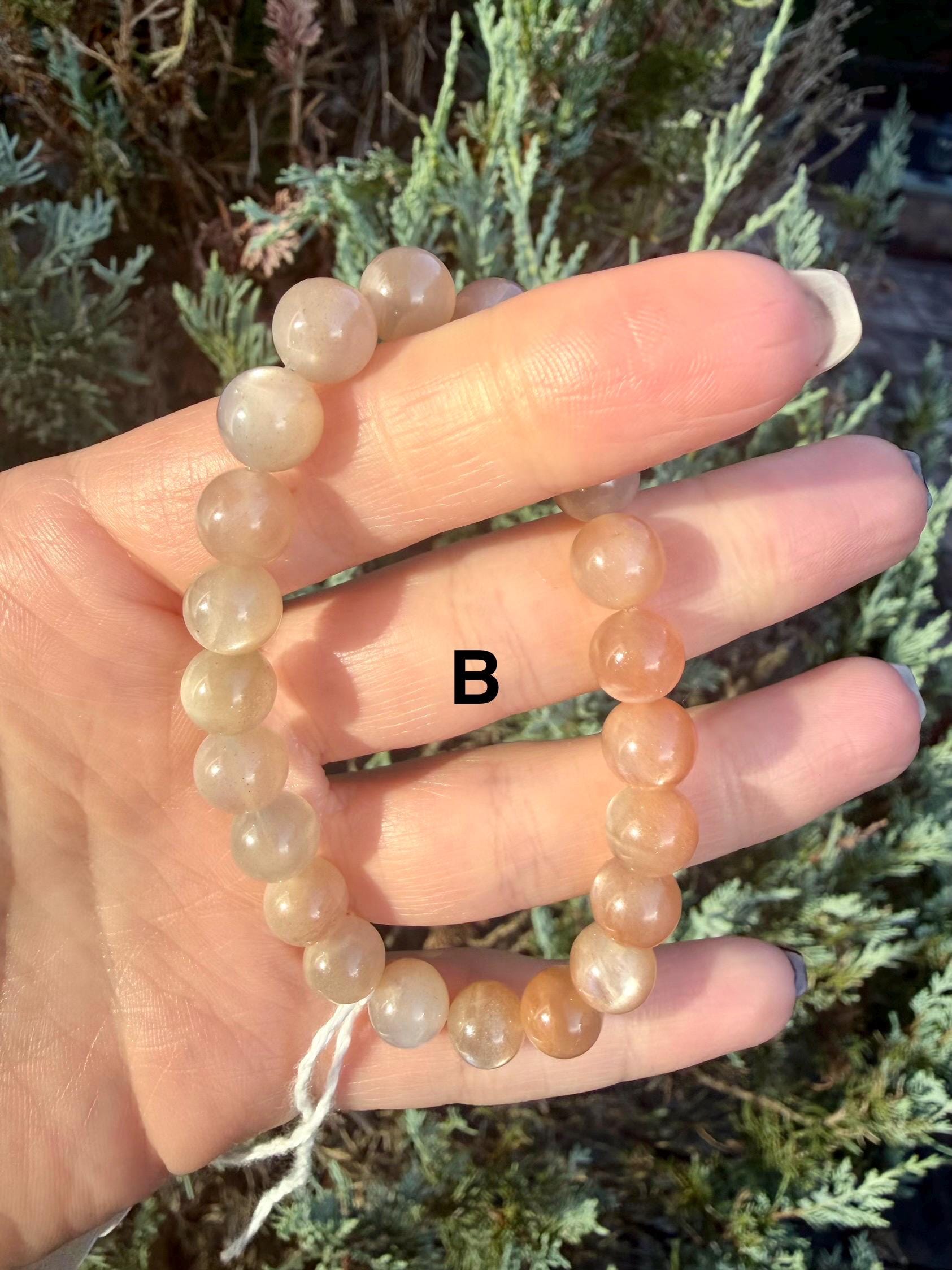 Mixed Peach Moonstone & Sunstone Beaded Bracelets • Crystal Healing Jewelry • Feminine Energy • Multiple Options 5