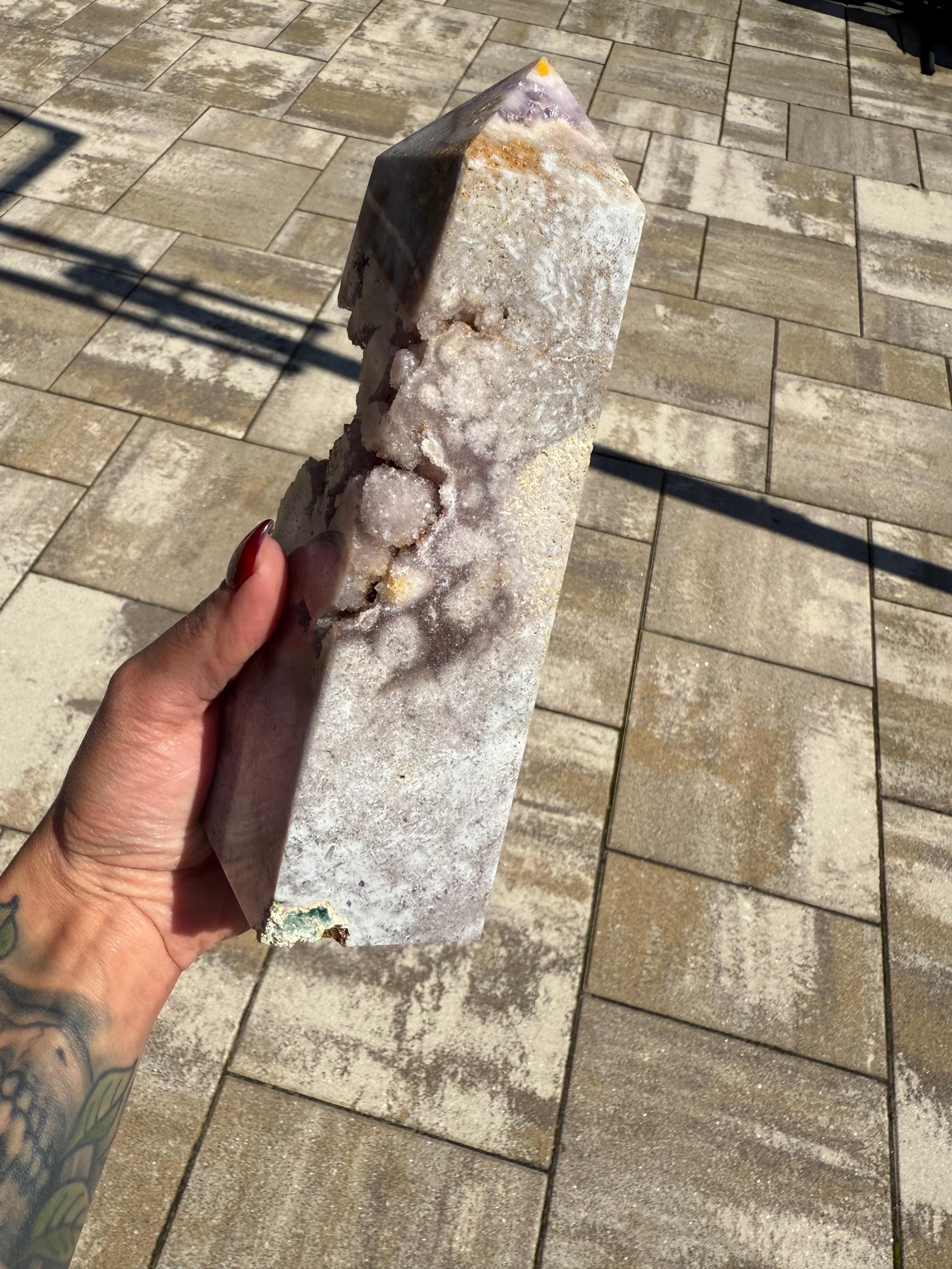 Large Pink Amethyst Druzy Crystal Tower • Polished Point, Healing Stone, Spiritual Decor 12