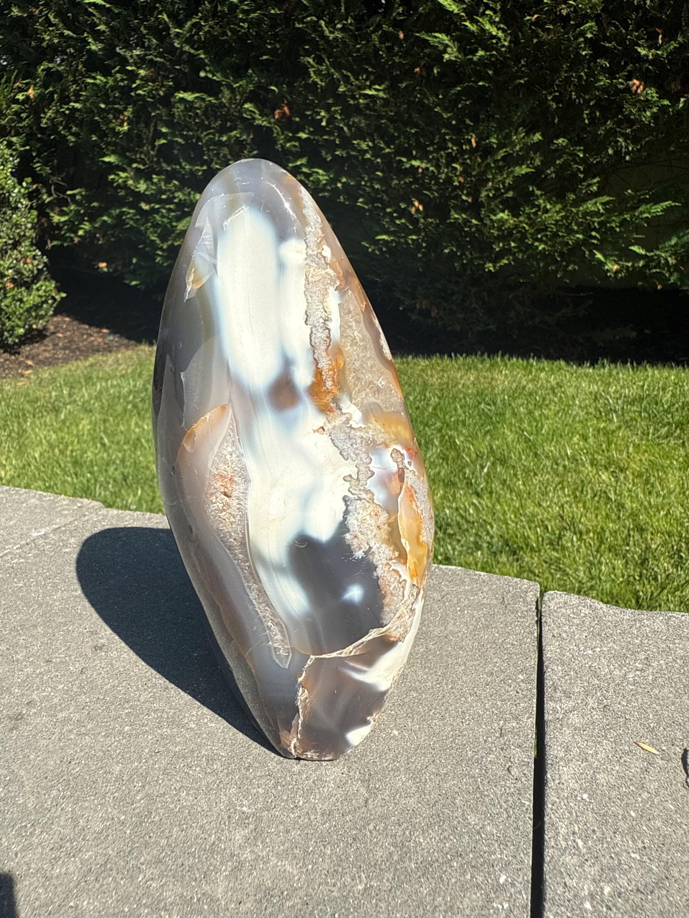 XL Orca Agate Moss Agate Druzy Freeform Statement Crystal Home Decor 6