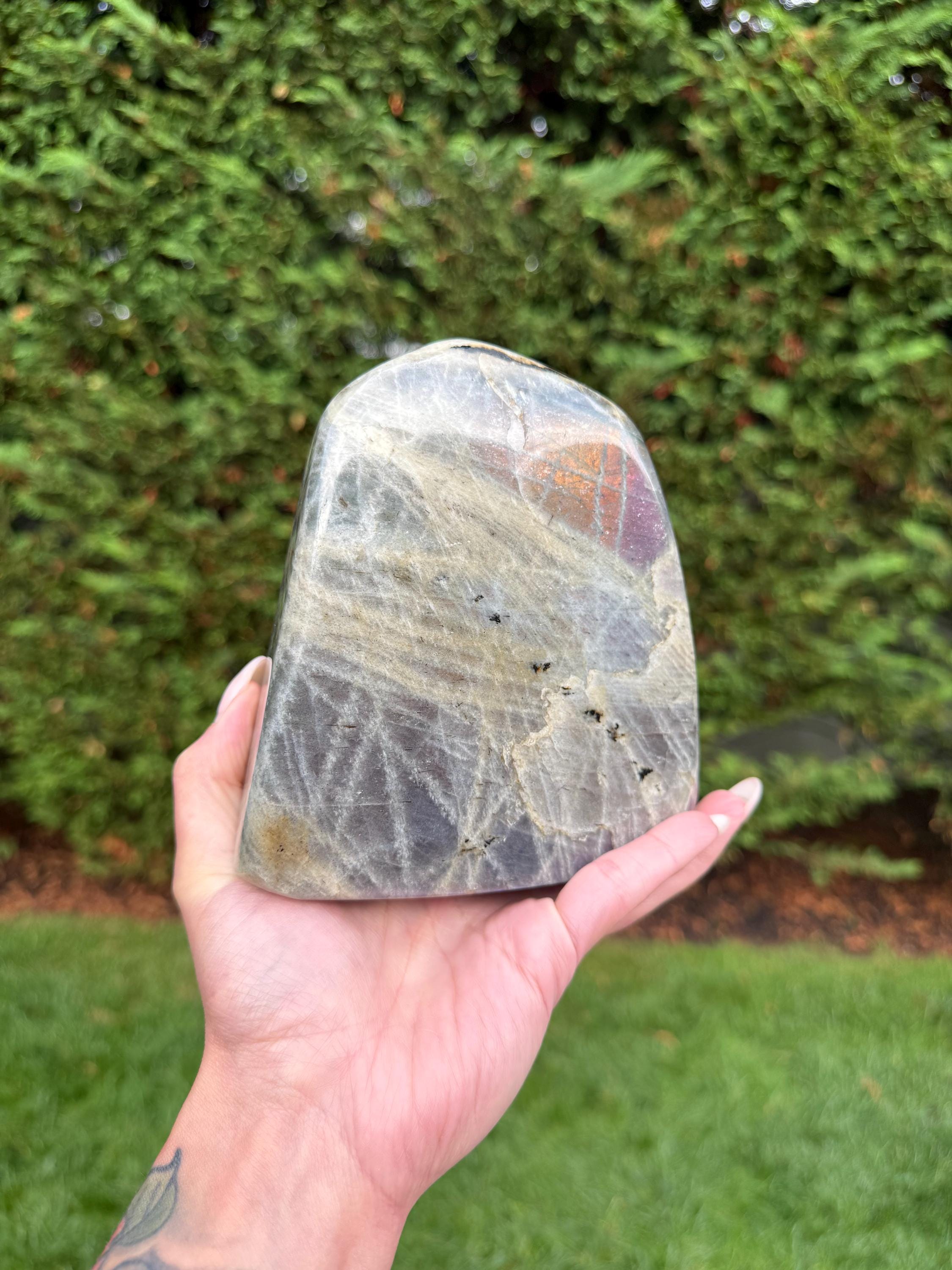 Large Labradorite Freeform Crystal • Polished Sunset Flash, Intuition Stone, Spiritual Decor 7