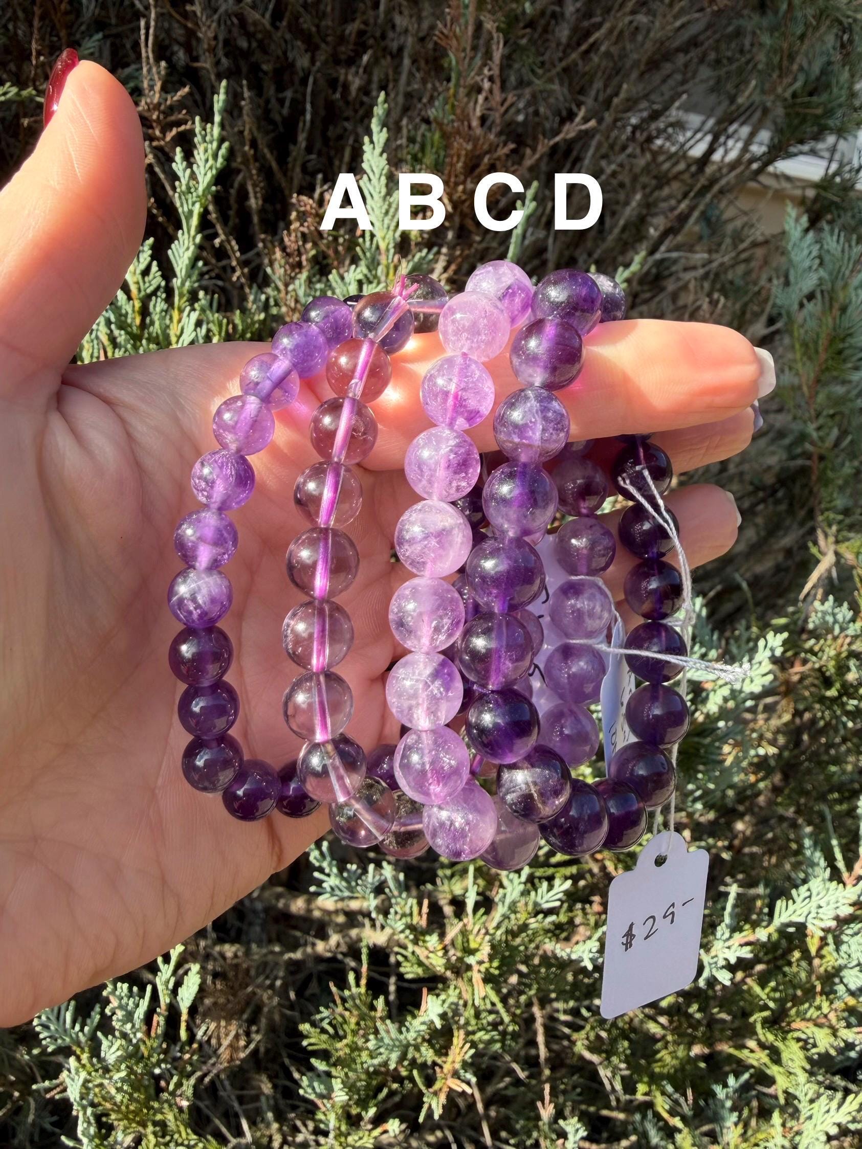 Natural Amethyst Crystal Beaded Bracelets • Polished Gemstone Healing Jewelry 3