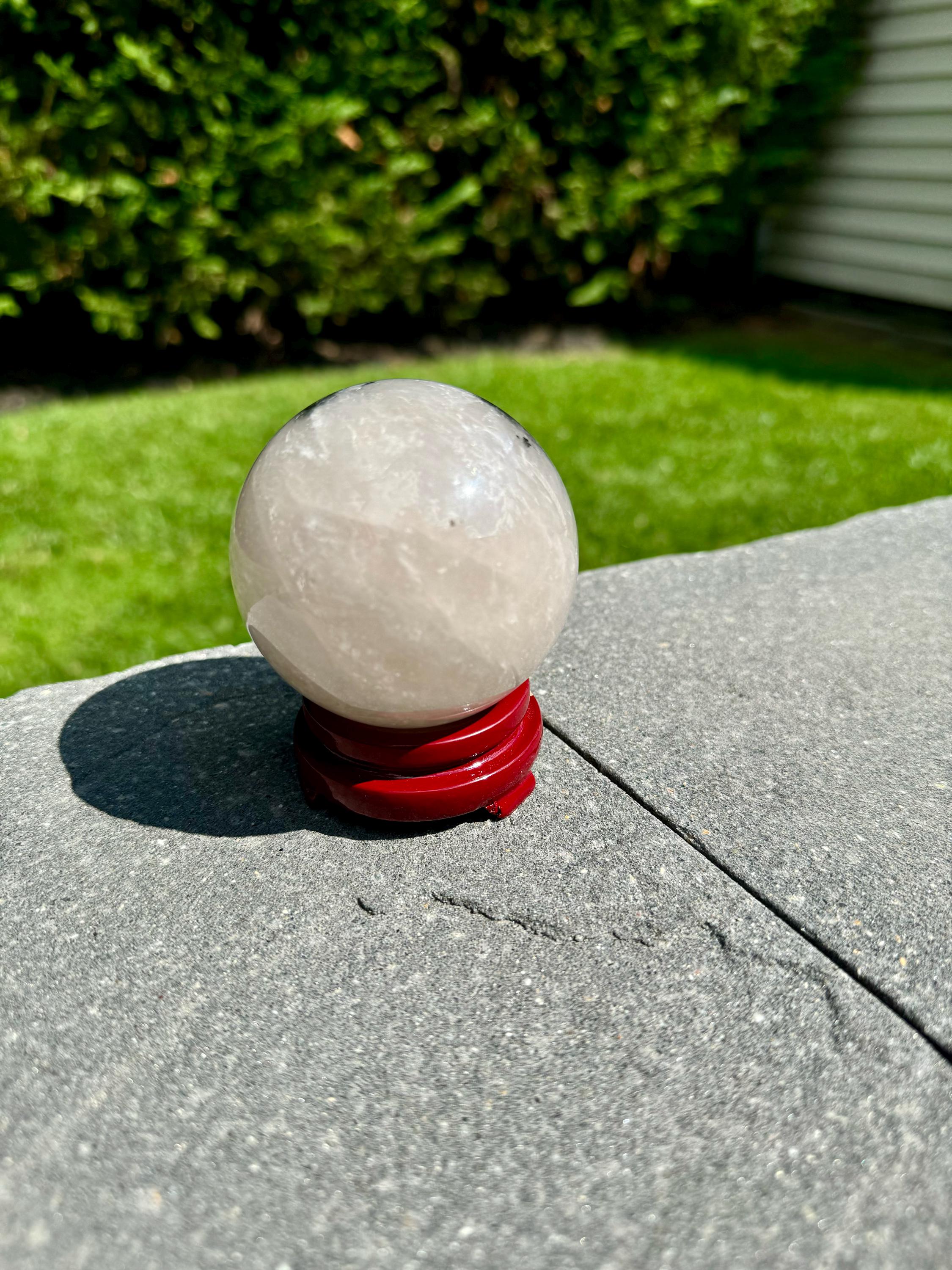 Tourmalated Quartz Crystal Sphere, Black Tourmaline Inclusions, Protection Stone Decor (63mm) 10