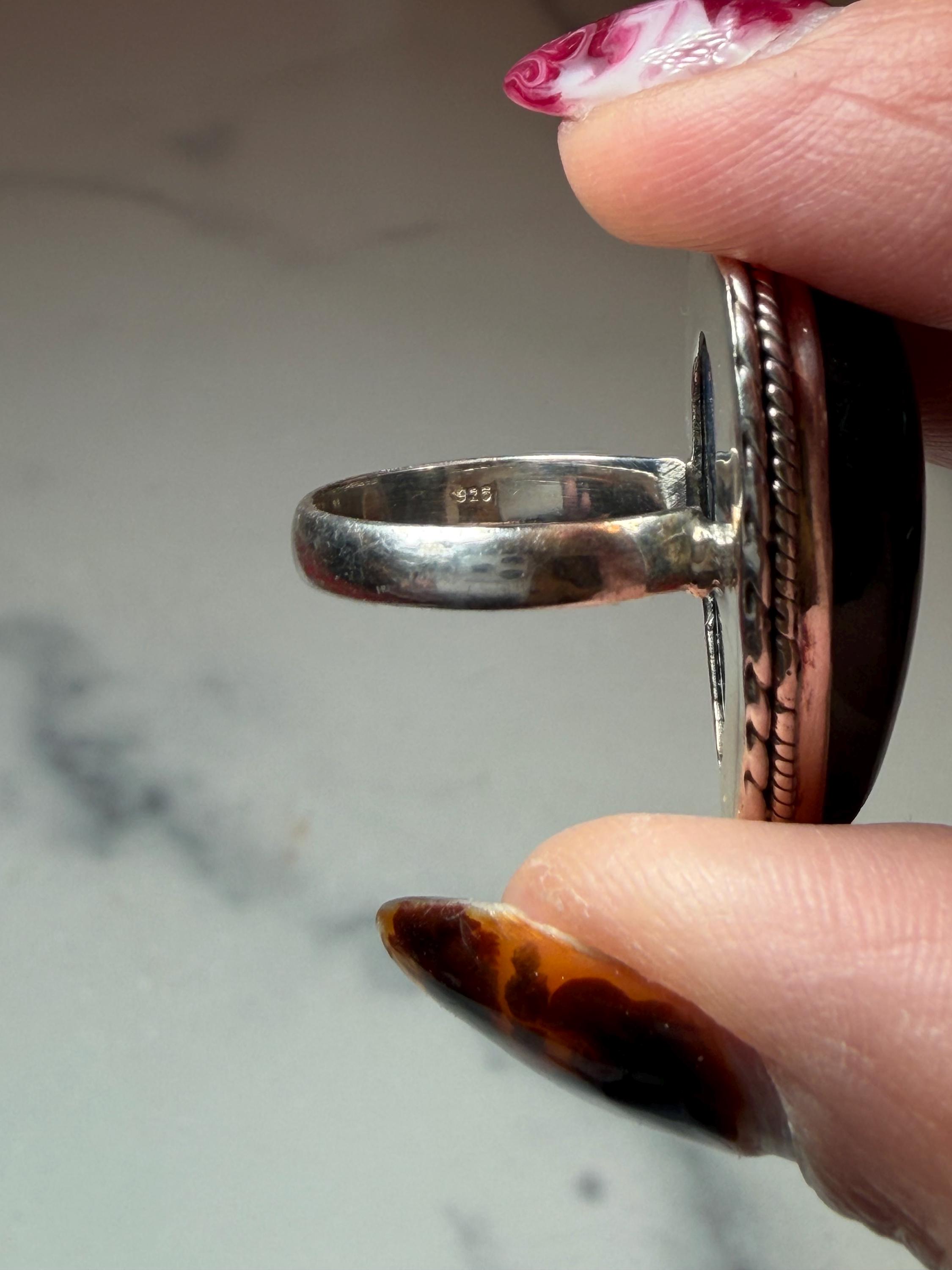 Blue Flash Labradorite Teardrop Ring • Sterling Silver • Boho Gemstone Jewelry (size 6) 15