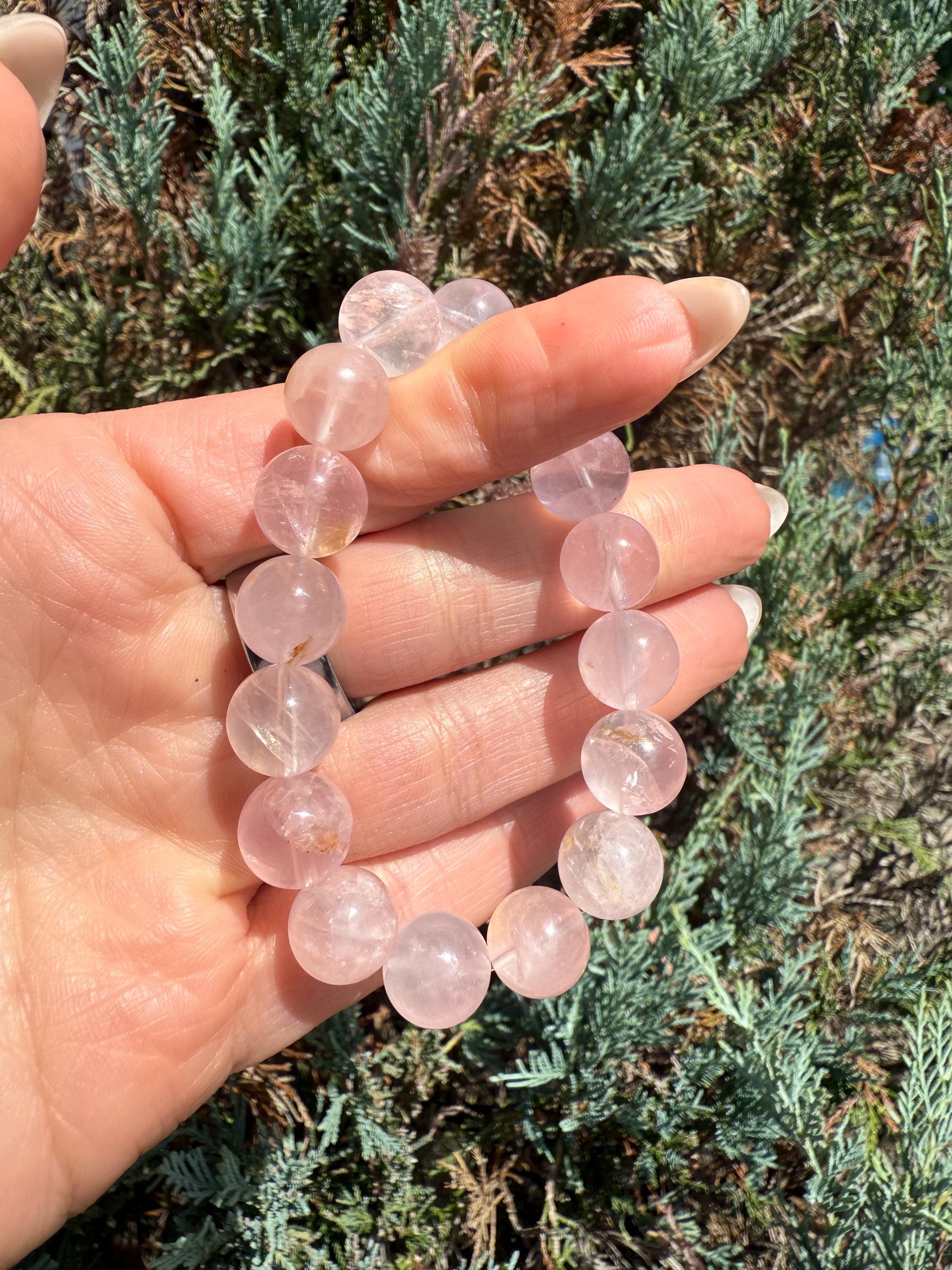 Rose Quartz Golden Healer Inclusions Stretch Bracelet, Love Energy Gemstone Jewelry (11mm) 4