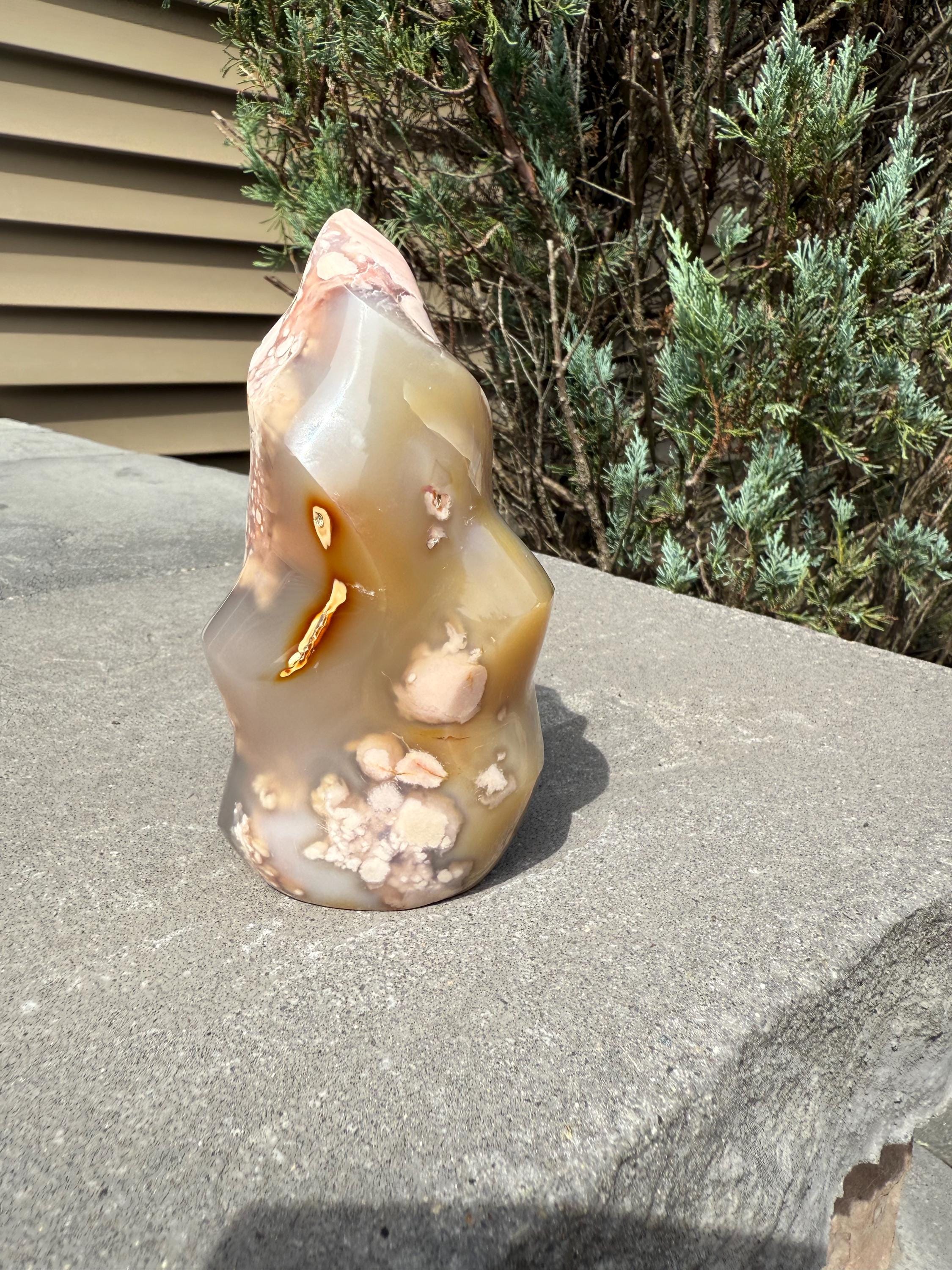 Flower Agate Flame Carving • Crystal Flame • Natural Healing Stone • Freeform Gemstone Sculpture • Spiritual Decor 4