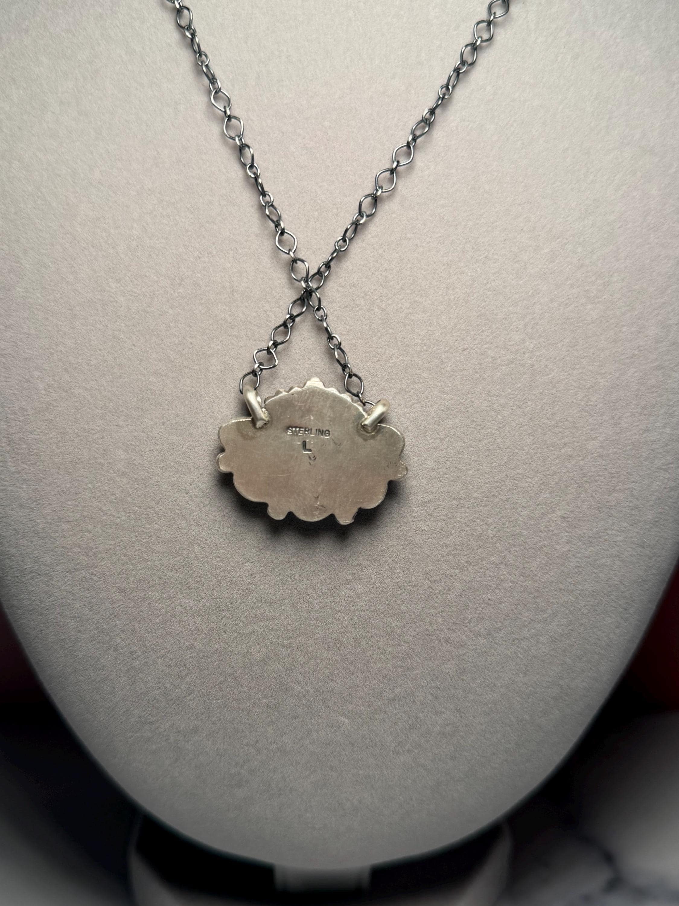 Jeff Largo Kingman Turquoise Half Cluster Necklace, Sterling Silver Southwest Statement (18 Inch Chain) 8