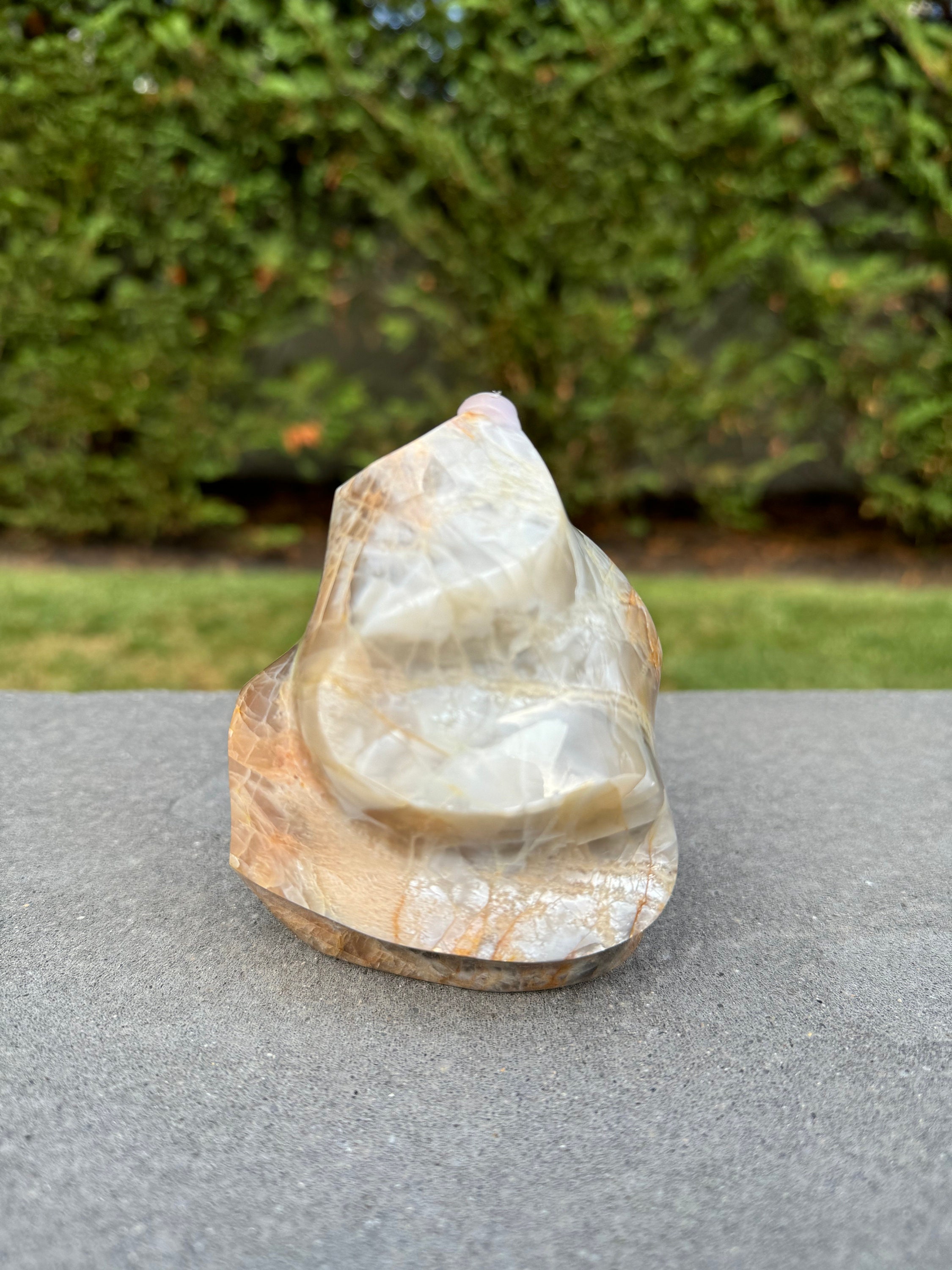 Flashy Peach Moonstone Flame Carving • Polished Crystal • Reiki Healing Stone • Spiritual Decor • Gemstone Sculpture 5