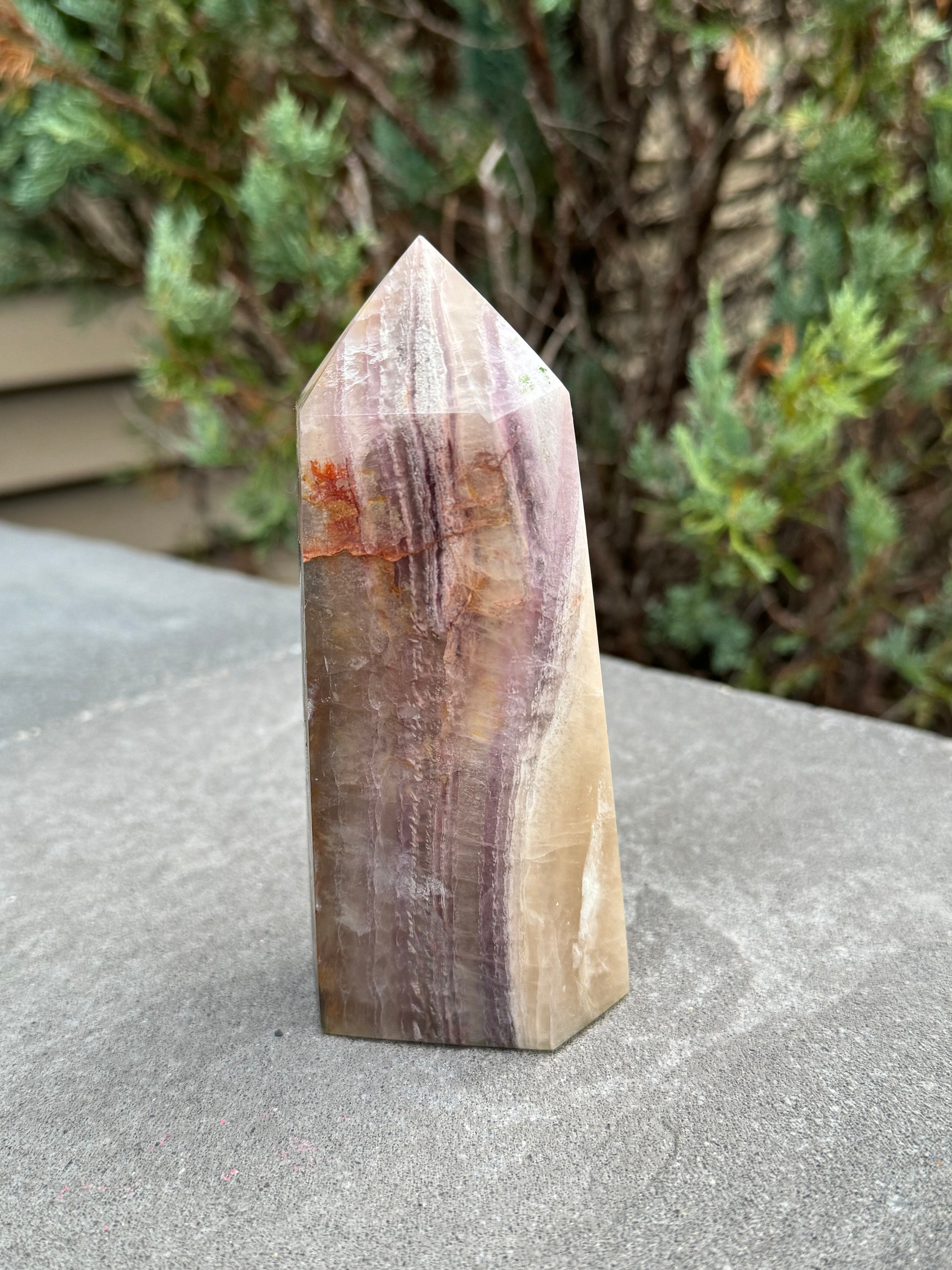 Banded Feather Fluorite Tower • Natural Crystal Decor, Healing Stone, Polished Point 10