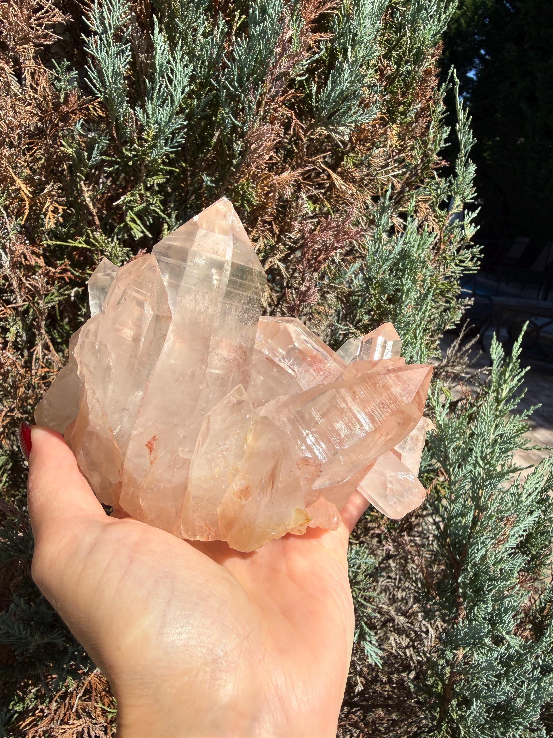 Large Hematite Included Quartz Crystal Cluster: Grounding & Energizing Natural Indian Specimen 4