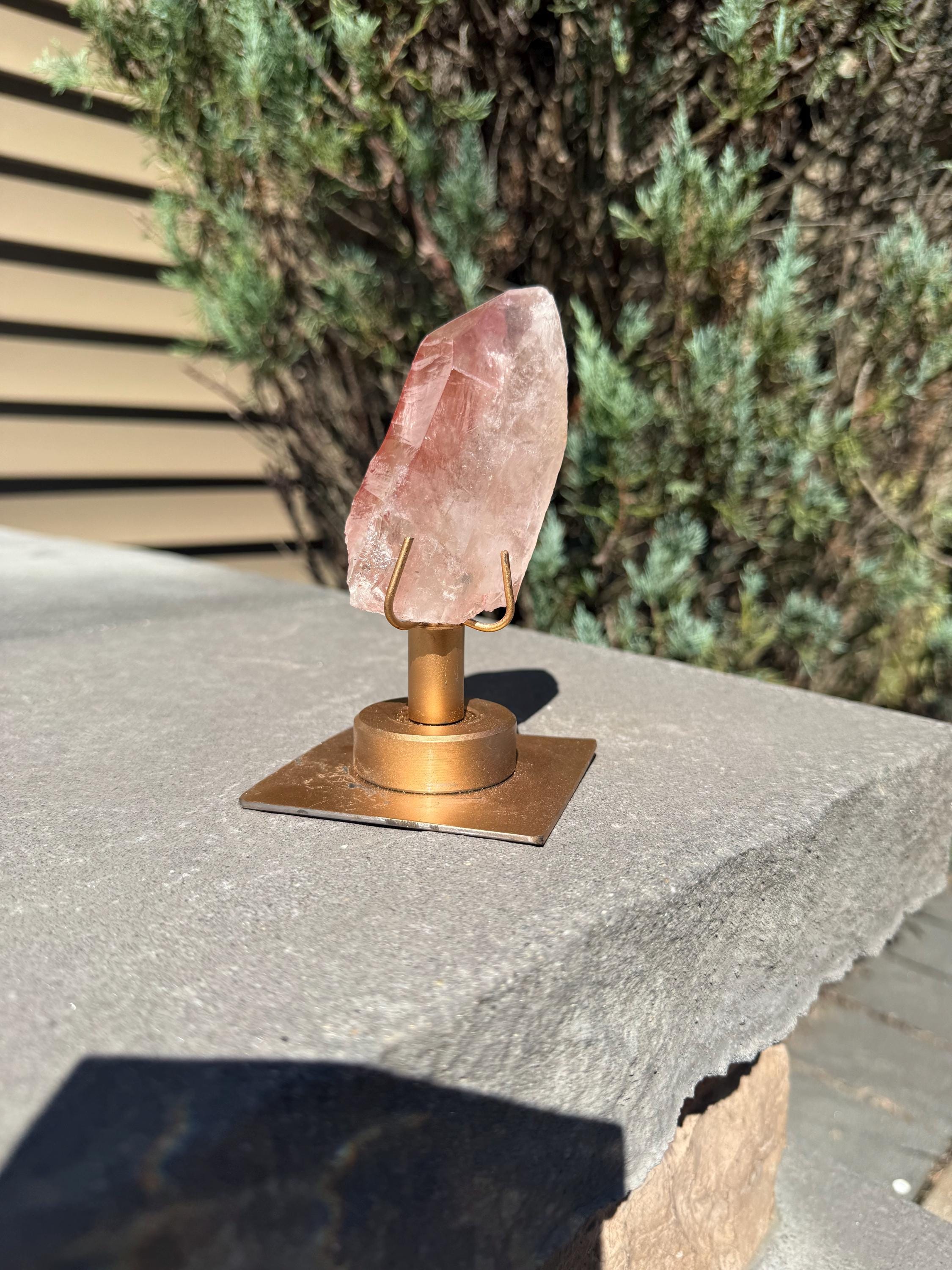 Pink Lithium Quartz Crystal Point on Stand • High Vibration Healing Stone • Spiritual Decor 4