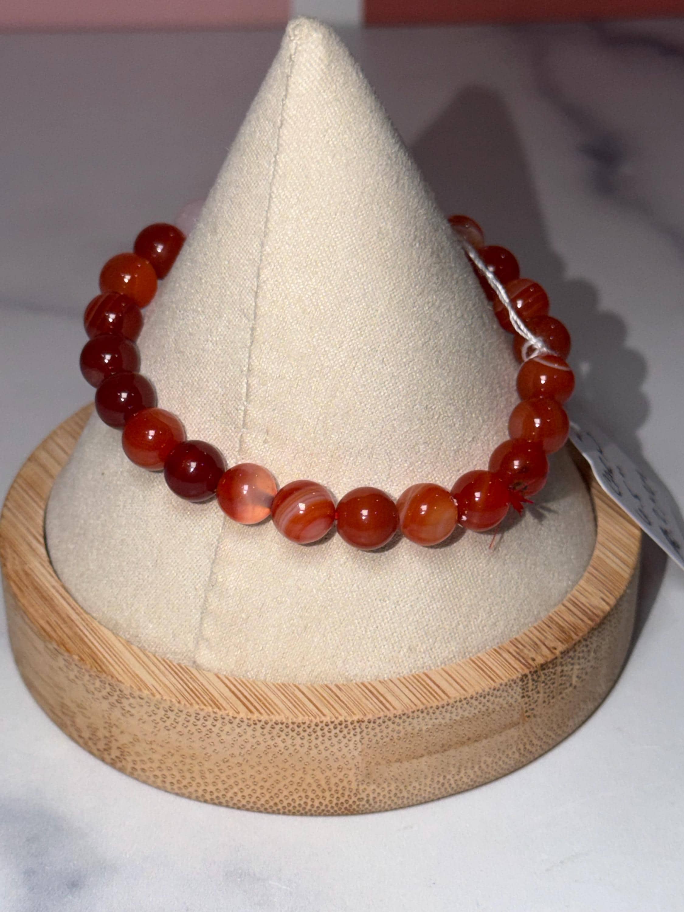 Carnelian Crystal Stretch Beaded Bracelet, Bold Energy, Confidence Jewelry (8.2mm) 3