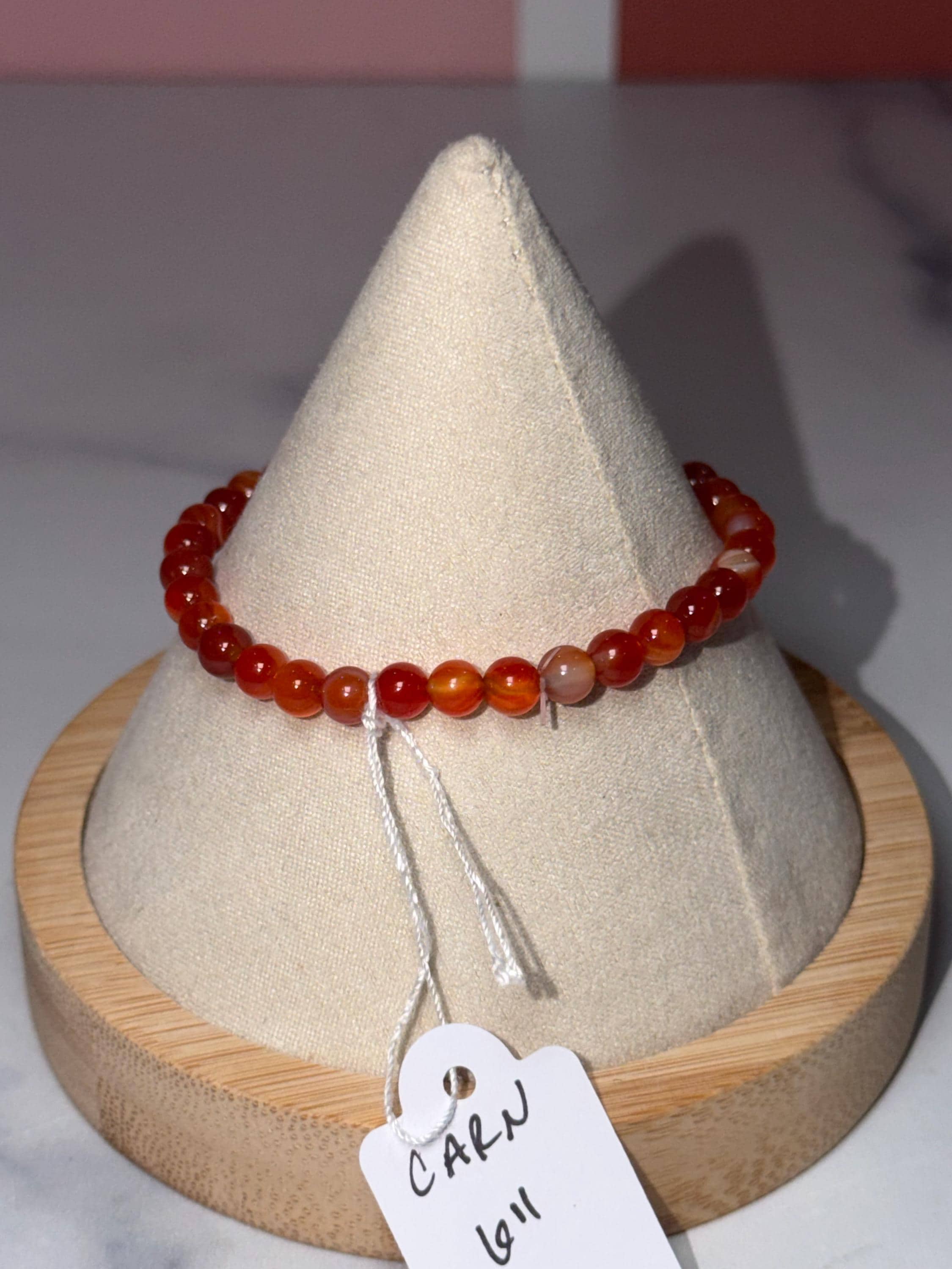 Carnelian 5mm Crystal Stretch Beaded Bracelet, Bold Energy, Everyday Wear Stretch Jewelry 7