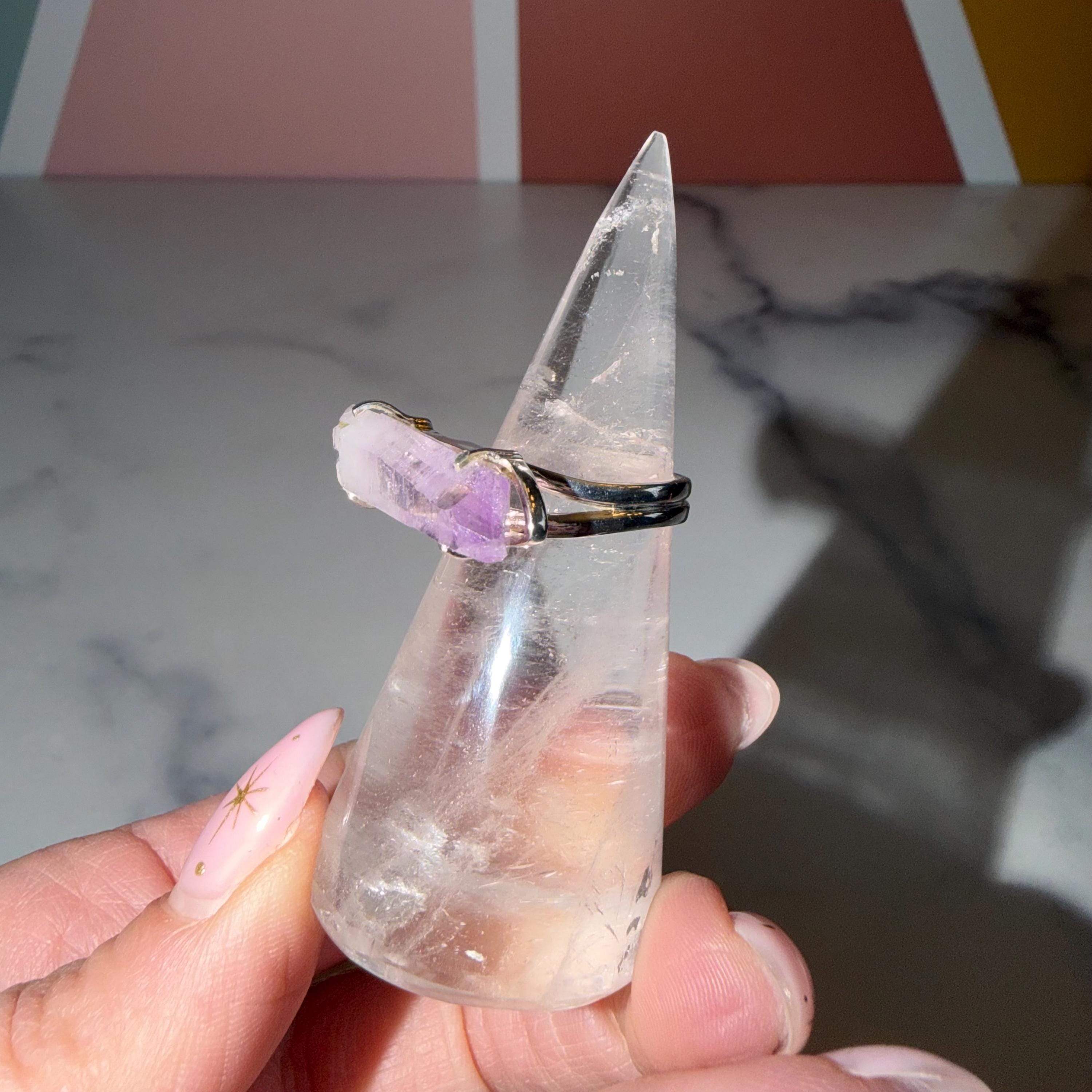 Raw Vera Cruz Amethyst Double Terminated Ring • Sterling Silver Size 7 • Healing Crystal Jewelry 4