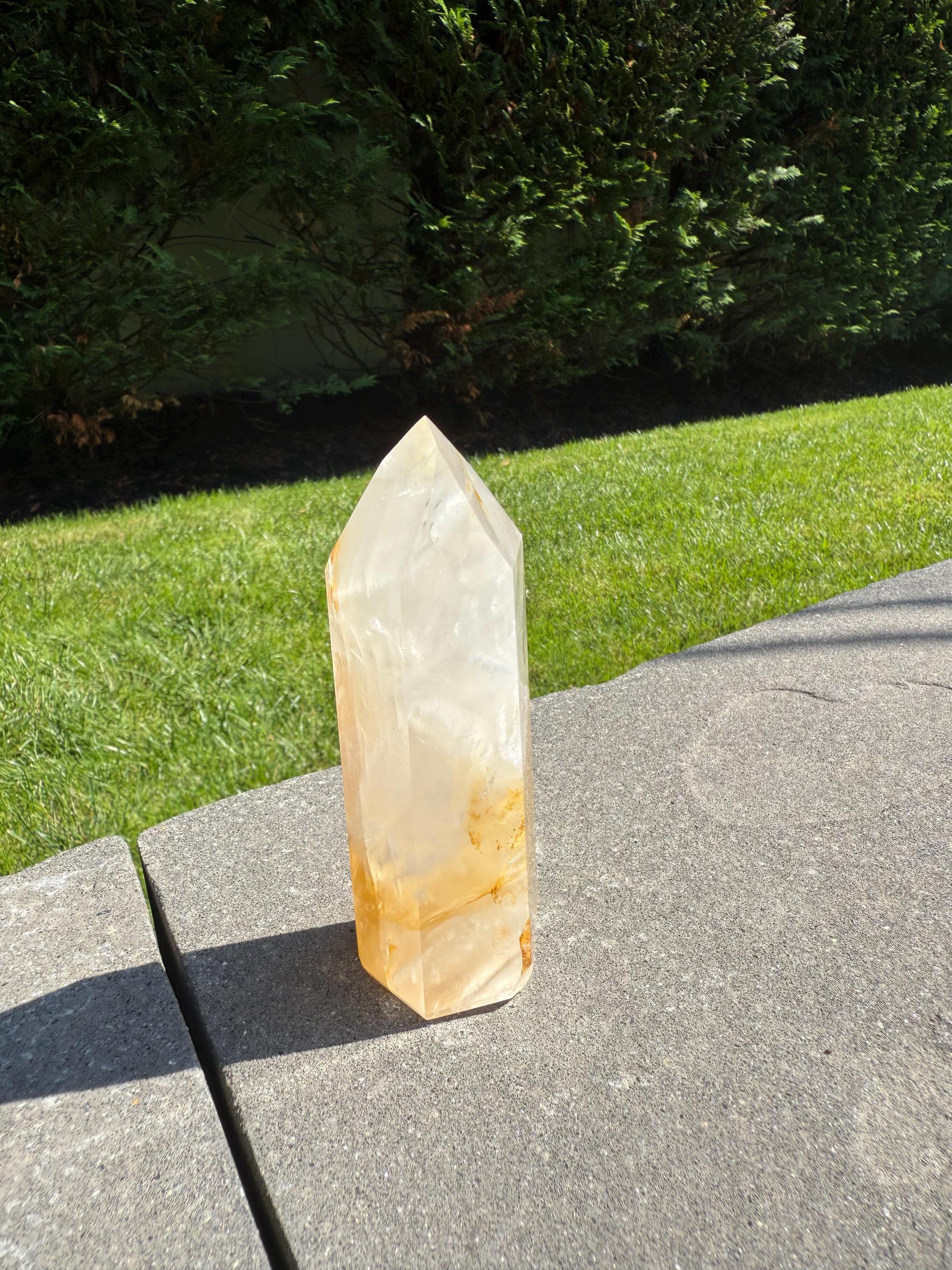 Golden Healer & Girasol Quartz Crystal Tower • Brazil • Polished Crystal Point • Healing Stone • Mineral Specimen 10