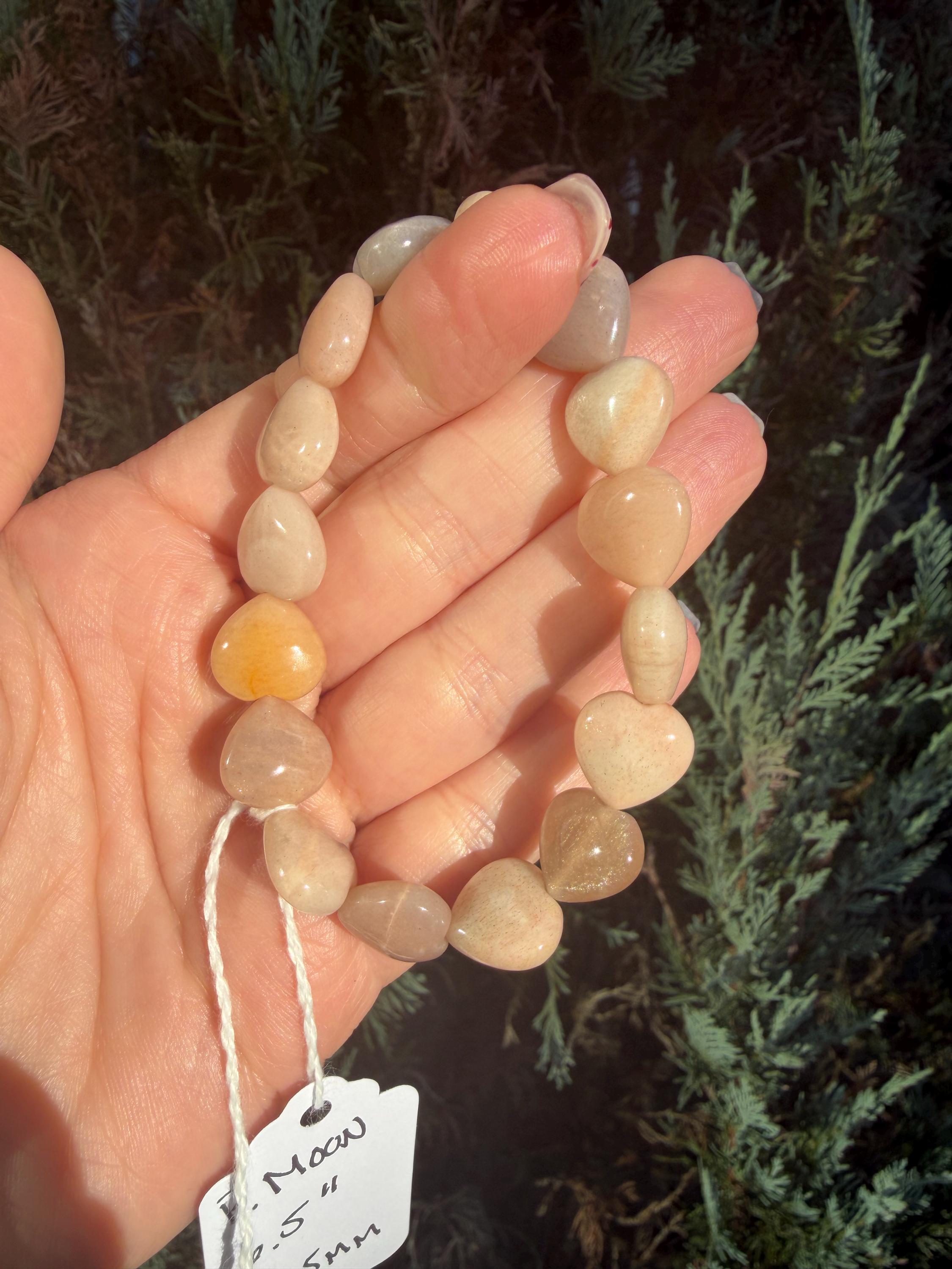 Peach Moonstone Heart Bracelet • Nurturing Crystal Jewelry • Love Intuition Stone 3
