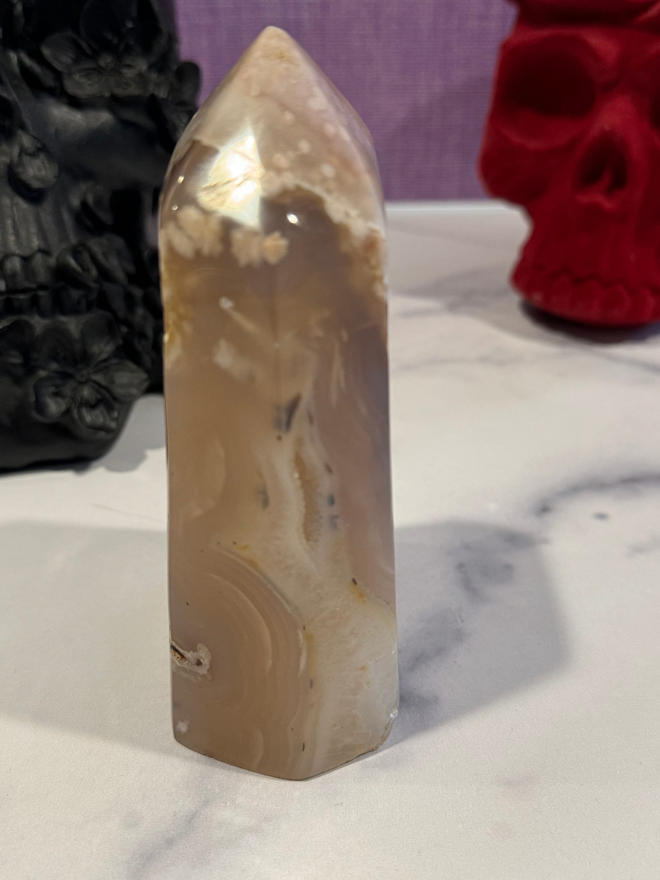 XL Pink Amethyst Flower Agate Crystal Tower • Brazilian Druzy Point, Polished Mineral Specimen 7