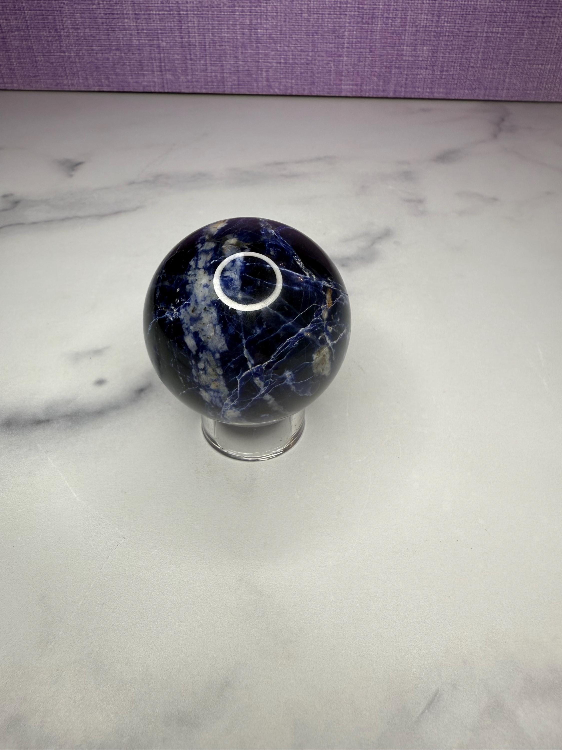 Polished Sodalite Crystal Sphere • Blue White Gemstone Orb, Spiritual Decor 4