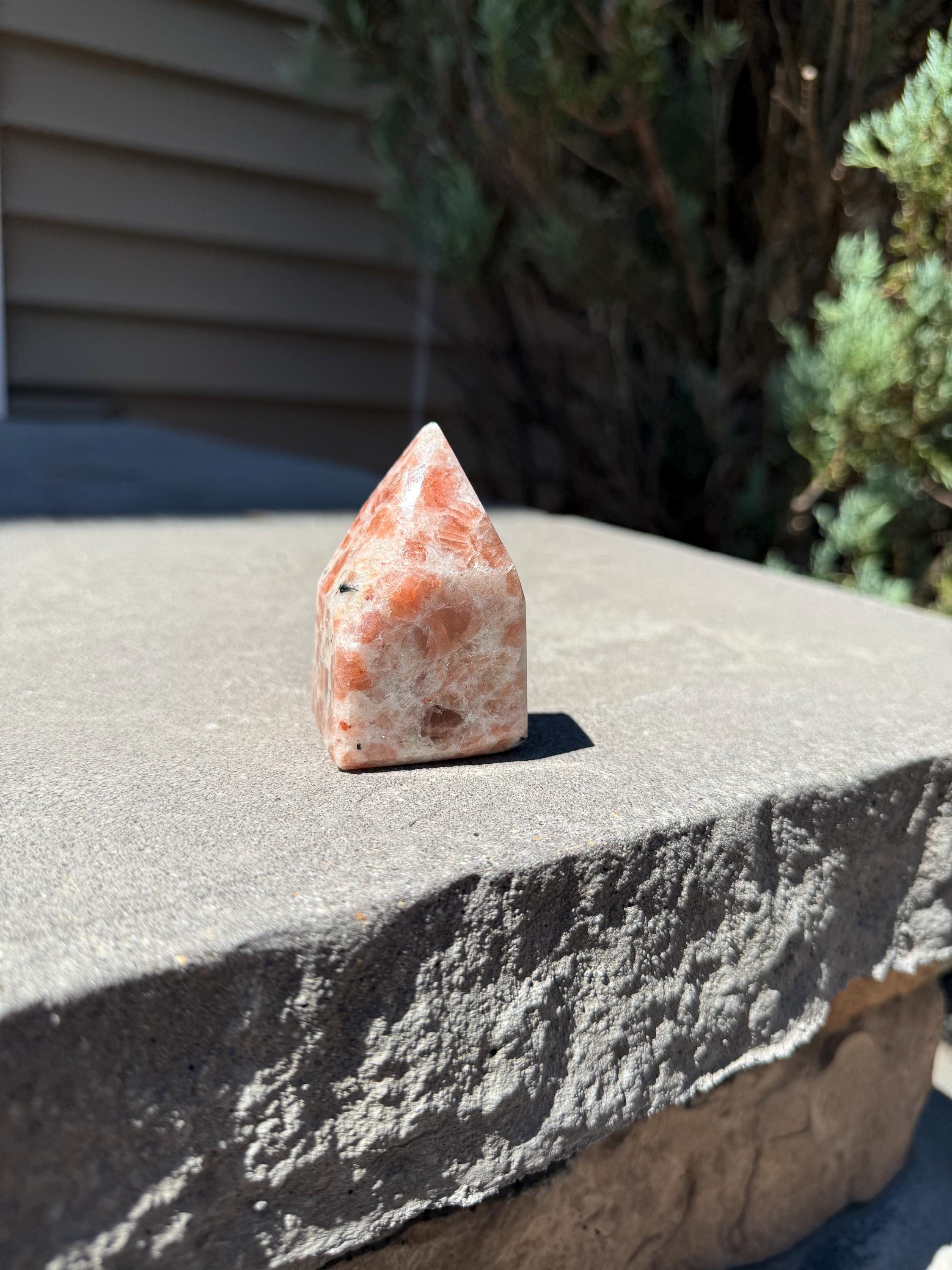 Flashy Sunstone Crystal Point Tower, Natural Mineral Decor, Healing Obelisk (Approx. 4oz) 5