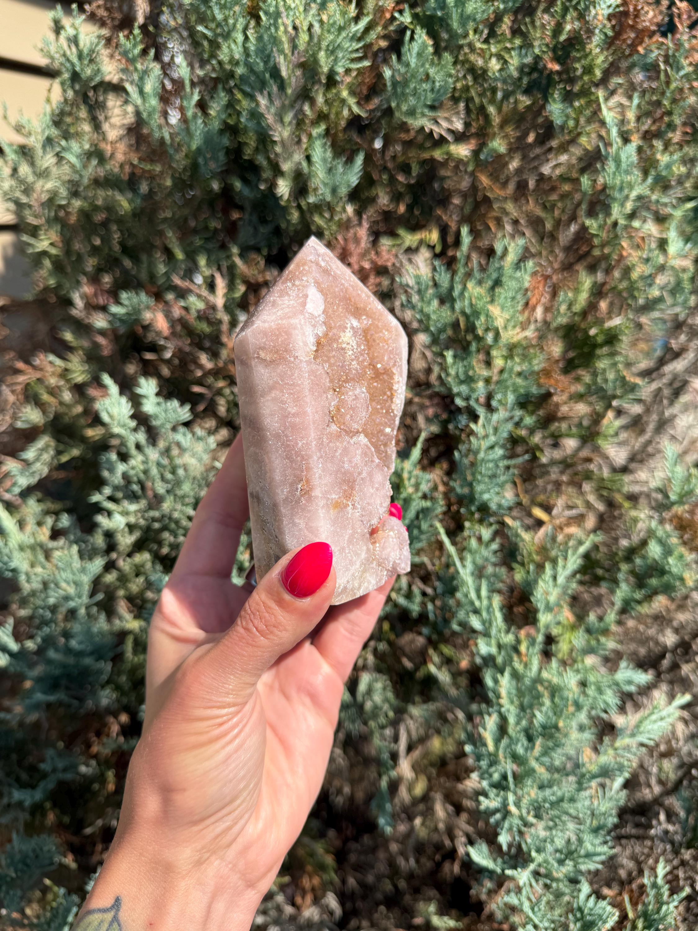 Pink Amethyst Druzy Tower • Heart Chakra Crystal • Spiritual Healing Decor (1lb, 4.6" H) 9