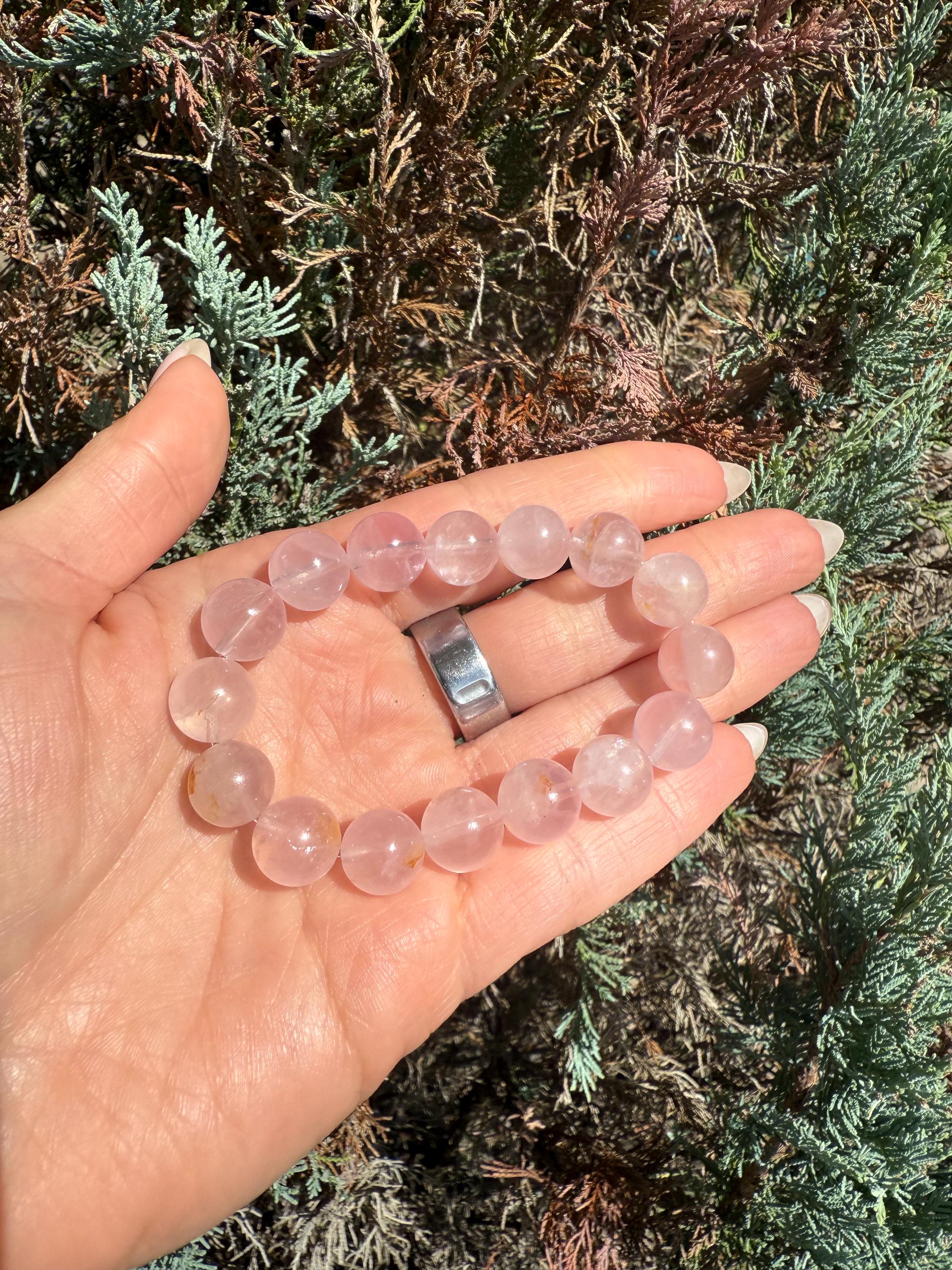Rose Quartz Golden Healer Inclusions Stretch Bracelet, Love Energy Gemstone Jewelry (11mm) 3