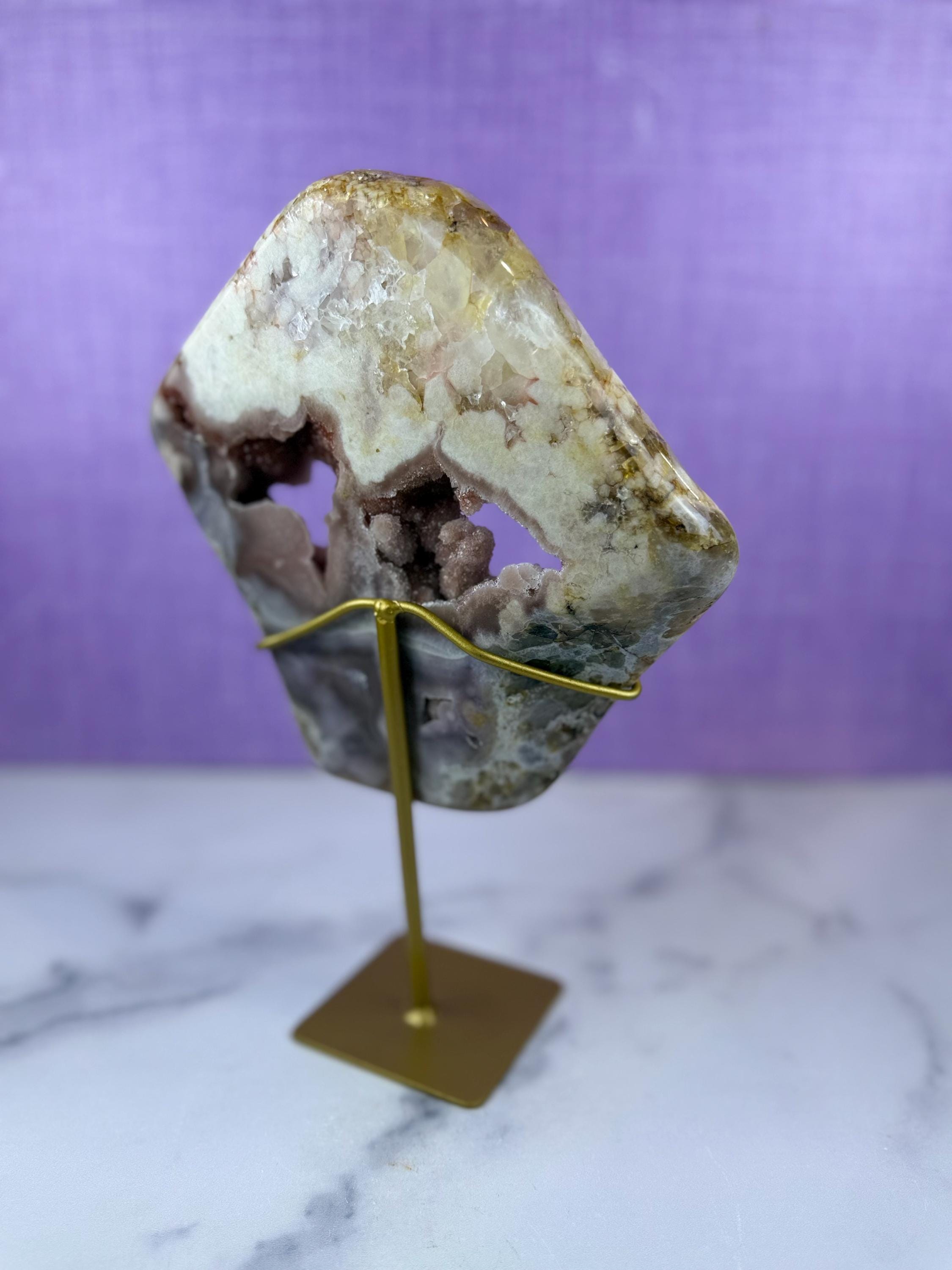 Pink Purple Amethyst Druzy Crystal Display on Stand from Brazil • Sparkling Mineral Specimen 11