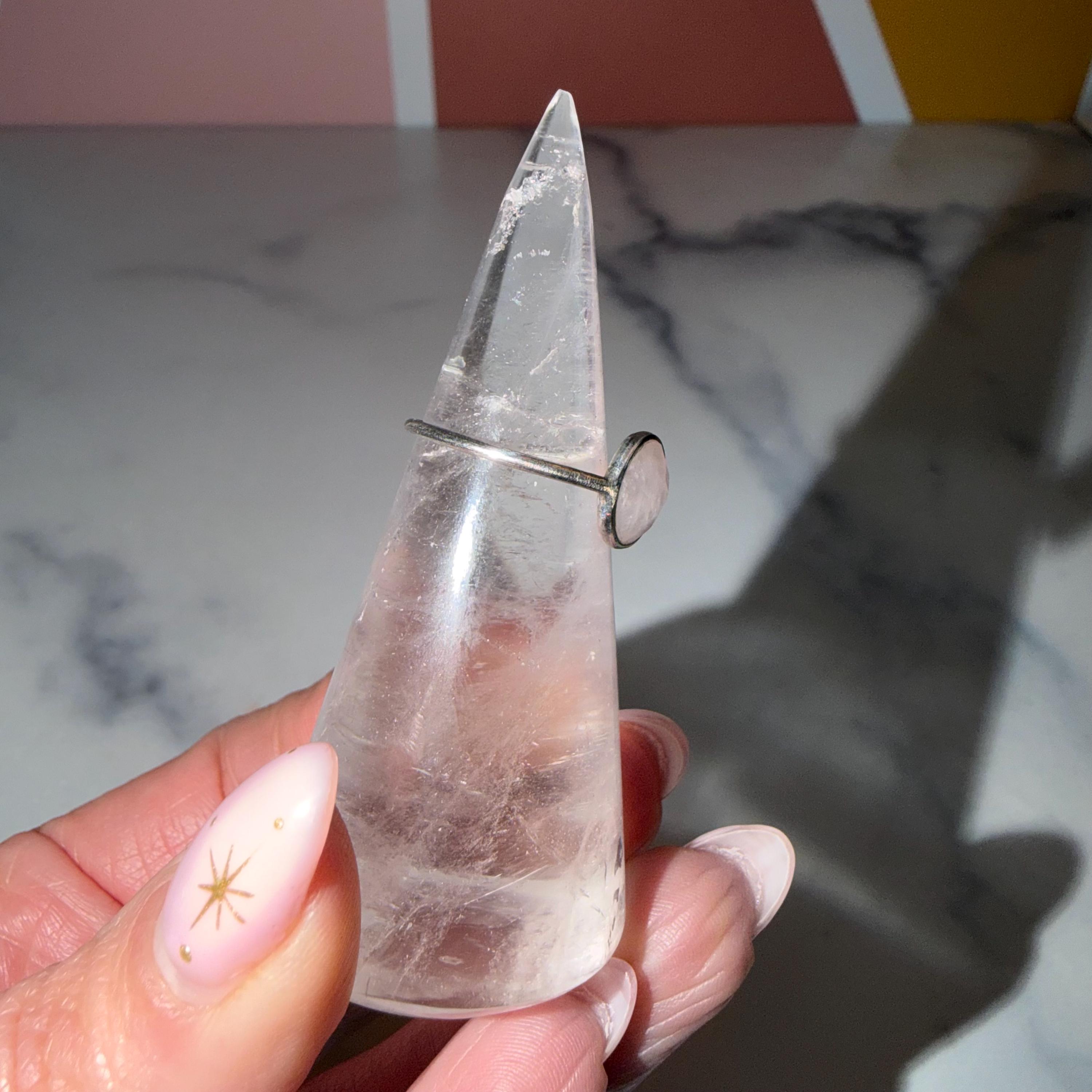 Dainty Rose Quartz Ring • Faceted Sterling Silver Minimalist Jewelry (Size 7) 5