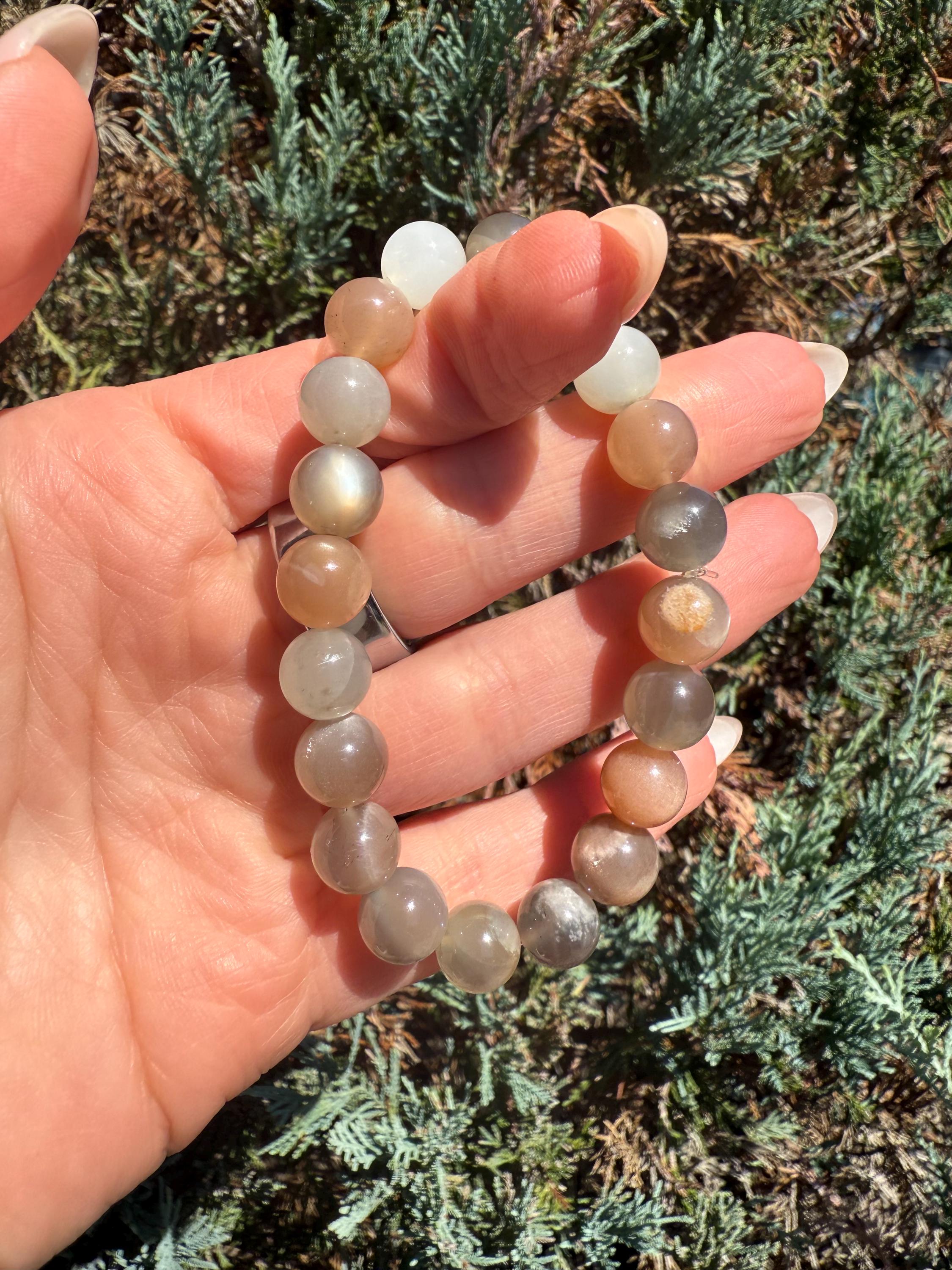 Assorted Moonstone Stretch Beaded Bracelet, Intuition Balance Crystal Jewelry (9mm) 4