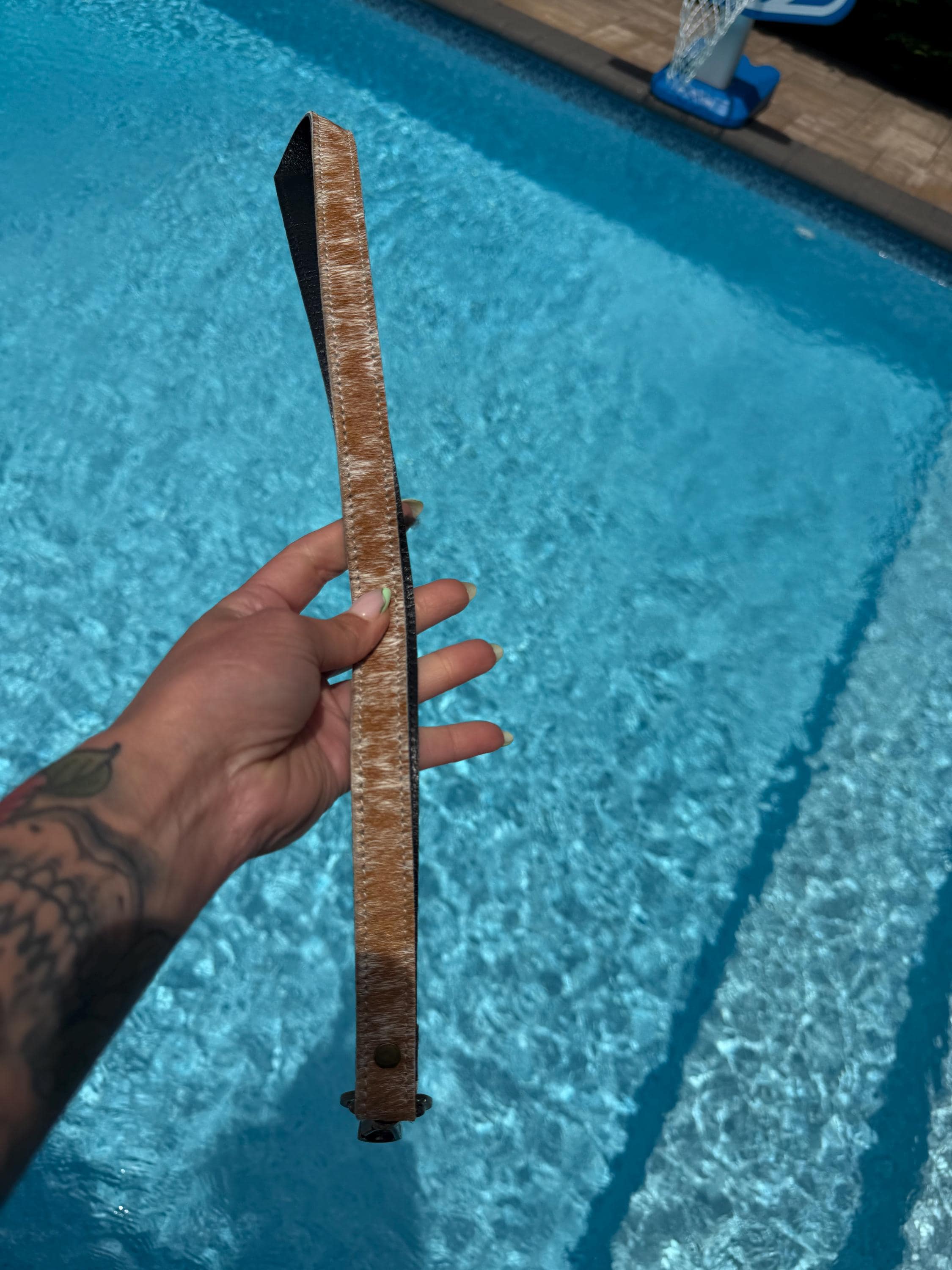 Hair-on Hide Leather Lanyard, 19" Western Key Strap, Rustic Cowhide Keychain Holder 3