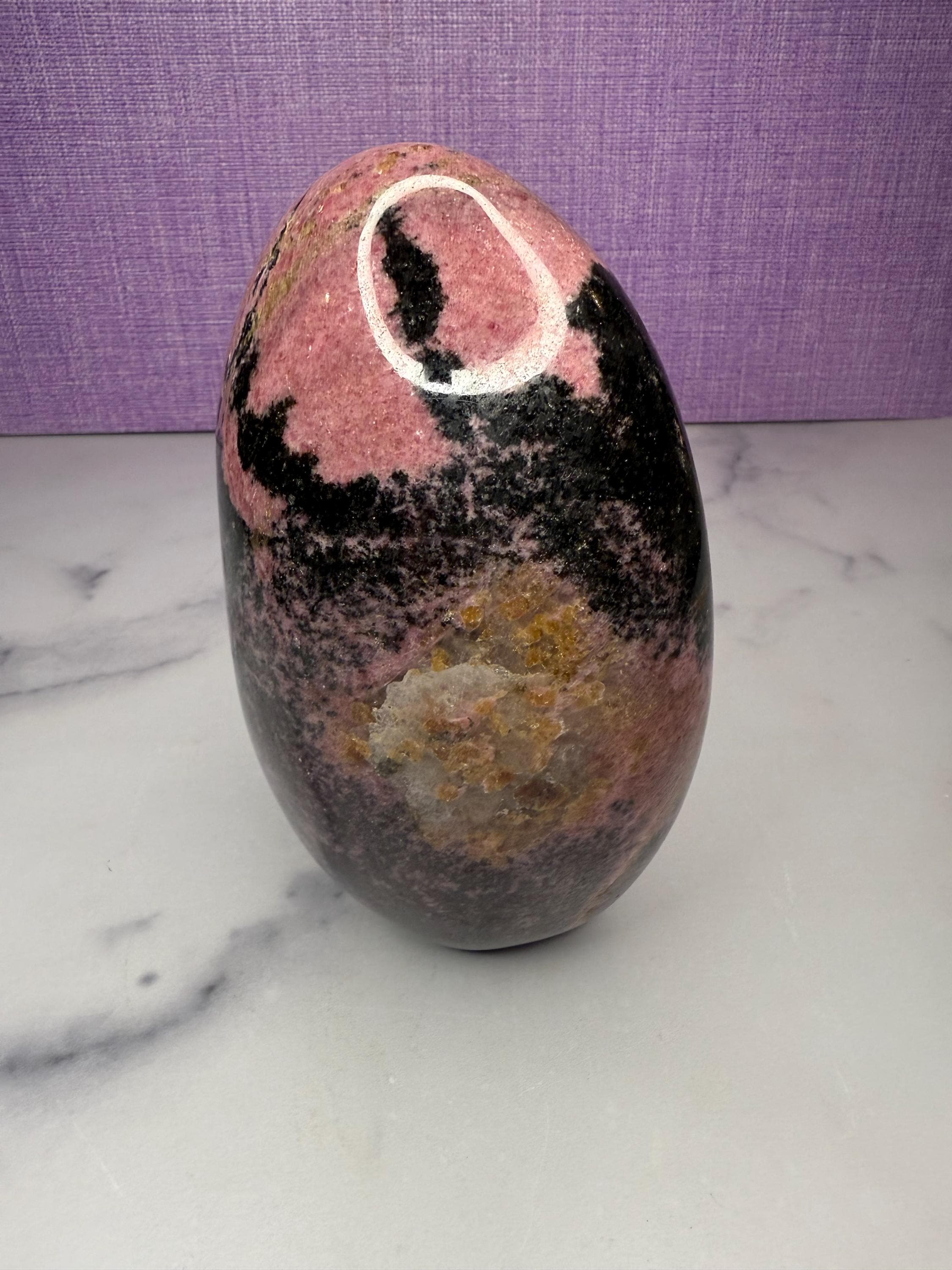 XL Rhodonite Crystal Freeform • Polished Pink Black Gemstone Madagascar Specimen 9