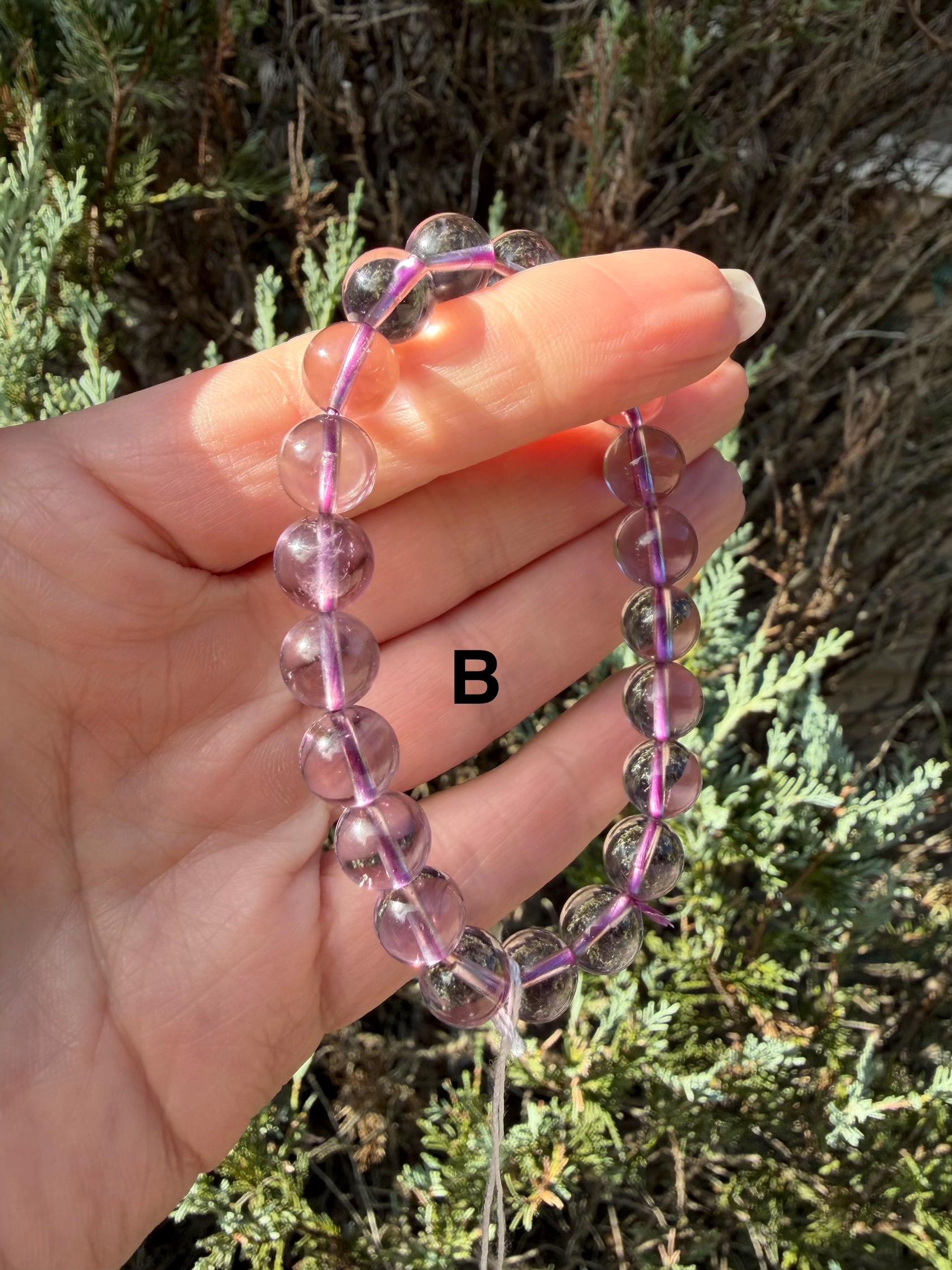 Natural Amethyst Crystal Beaded Bracelets • Polished Gemstone Healing Jewelry 12