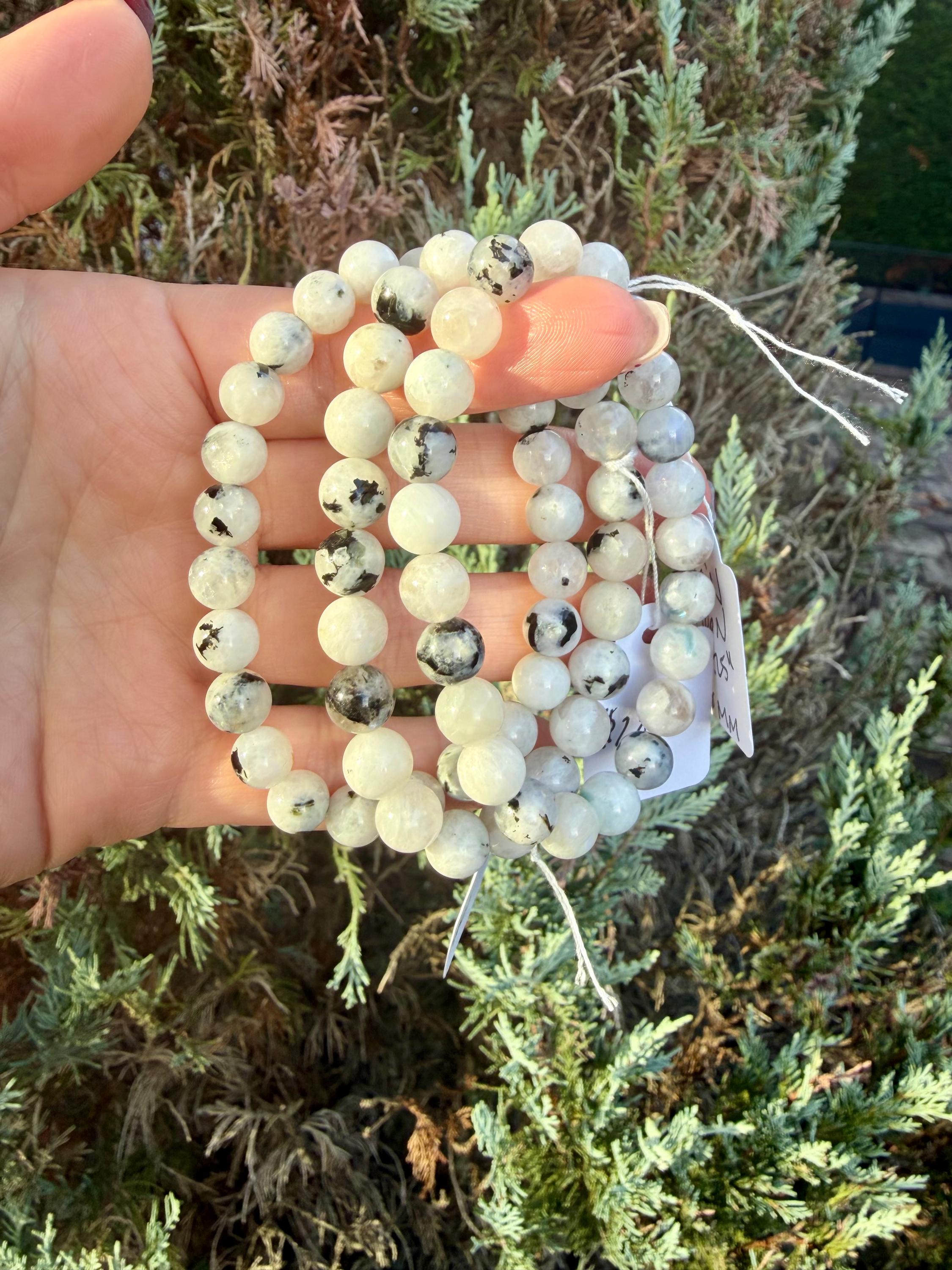 Rainbow Moonstone 8mm Beaded Bracelet • Blue Flash Intuition Stone, Feminine Energy Jewelry 5