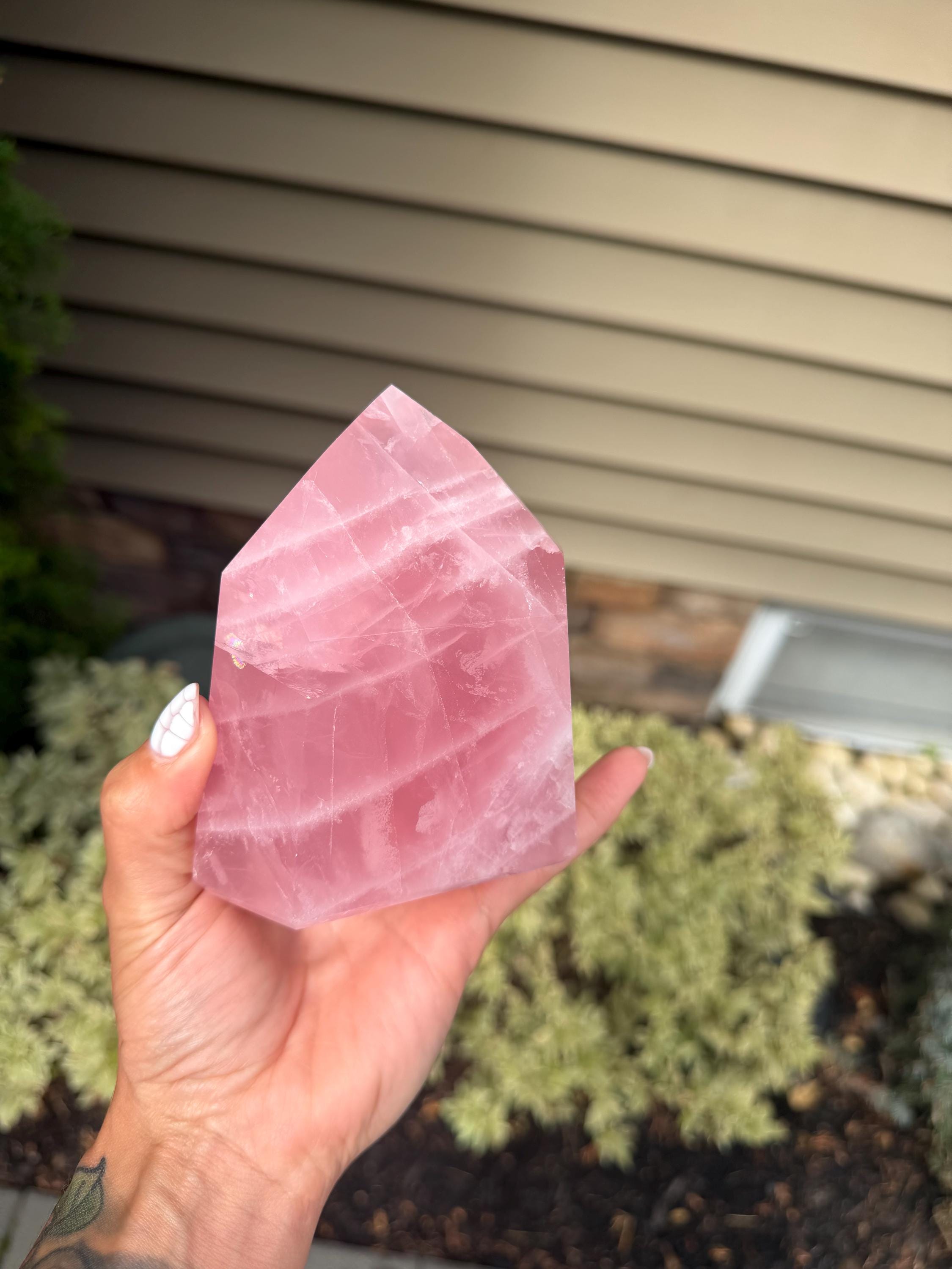 Brazilian Rose Quartz Chunky Point: Polished Pink Crystal Specimen (4"x3.5") 16
