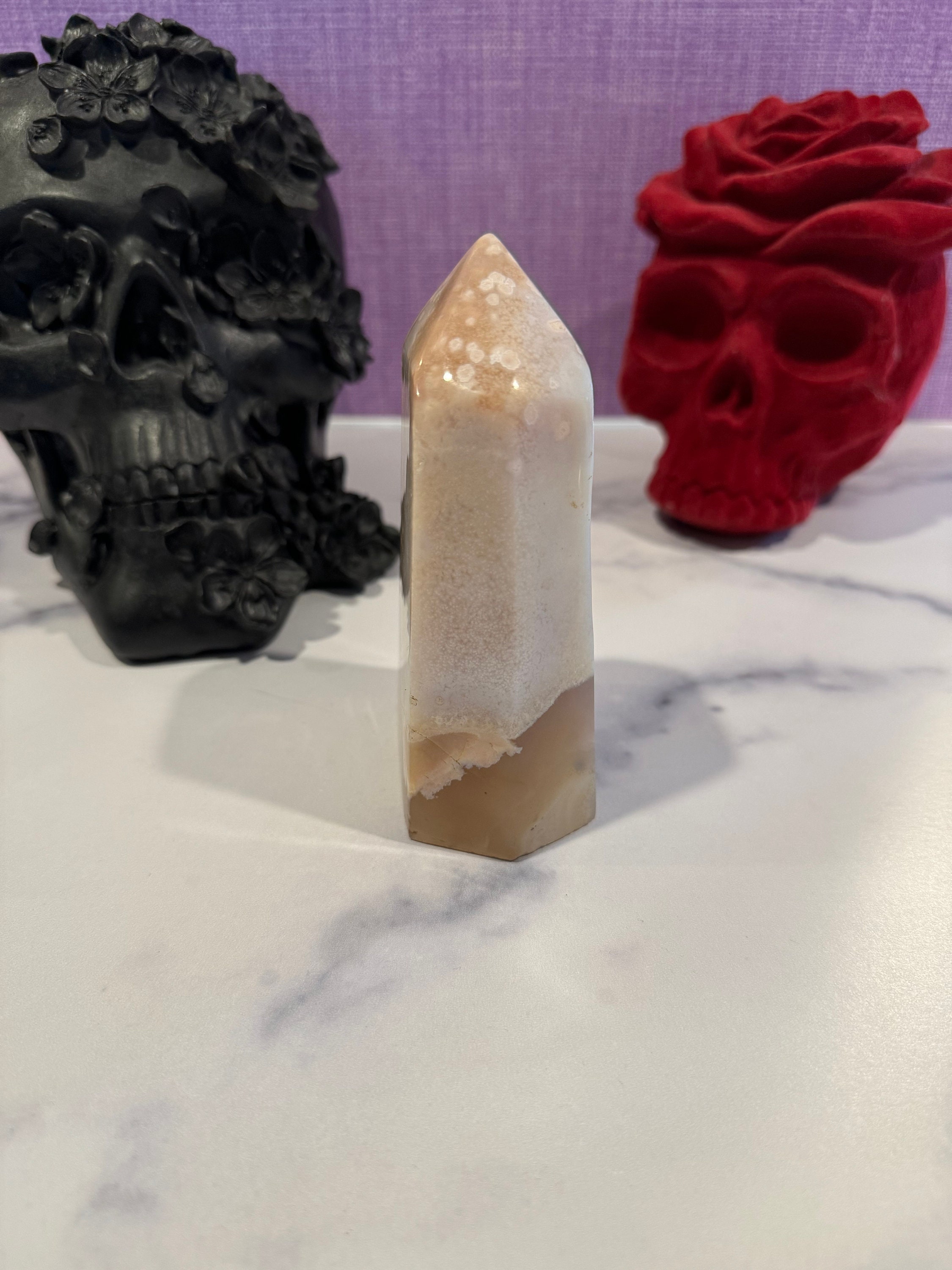 XL Pink Amethyst Flower Agate Crystal Tower • Brazilian Druzy Point, Polished Mineral Specimen 4