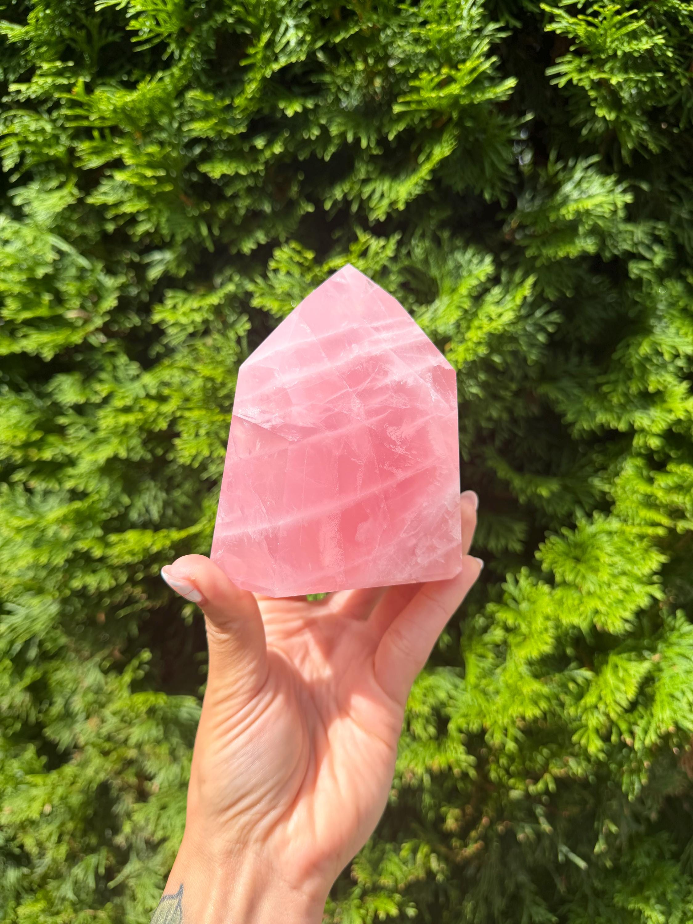 Brazilian Rose Quartz Chunky Point: Polished Pink Crystal Specimen (4"x3.5")