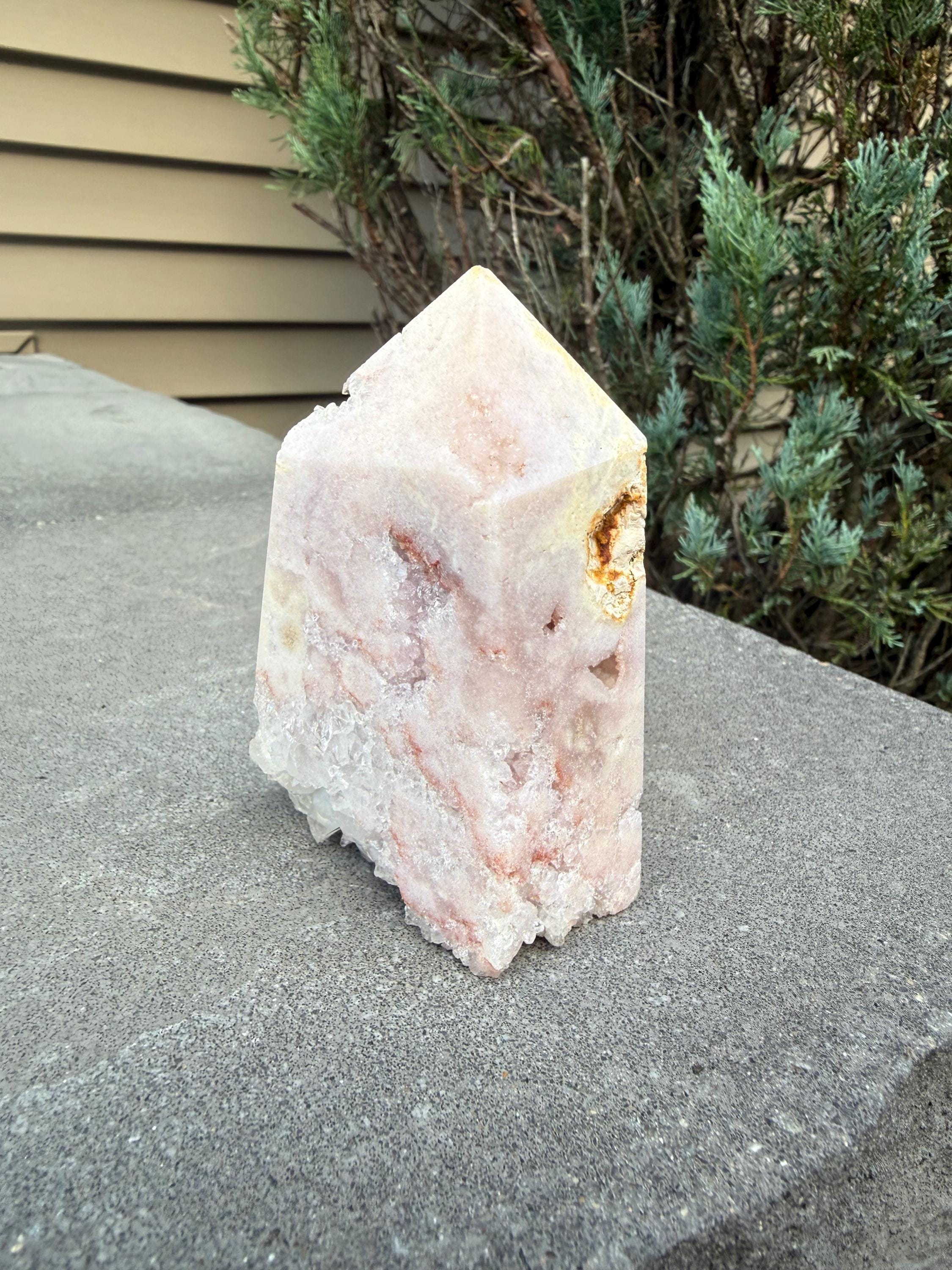 Druzy Pink Amethyst Tower • Sparkling Crystal Point • Calming Healing Stone • Spiritual Decor • Quartz Tower 7