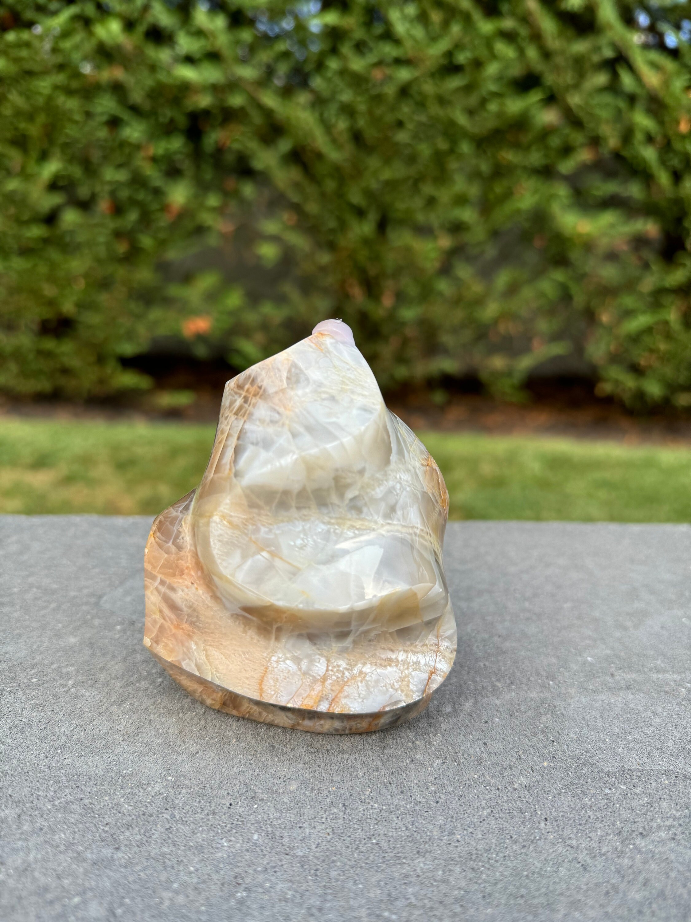 Flashy Peach Moonstone Flame Carving • Polished Crystal • Reiki Healing Stone • Spiritual Decor • Gemstone Sculpture 4